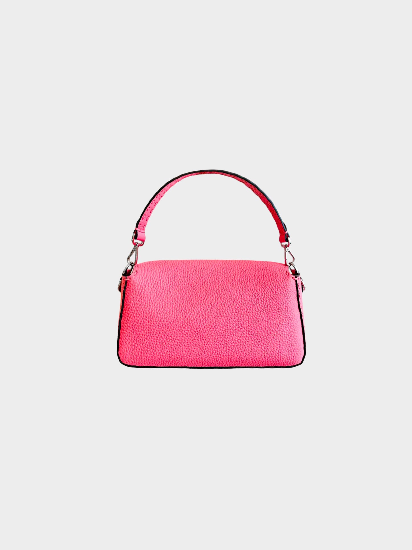 Fendi 2010s Pink Pebbled Leather Selleria Baguette