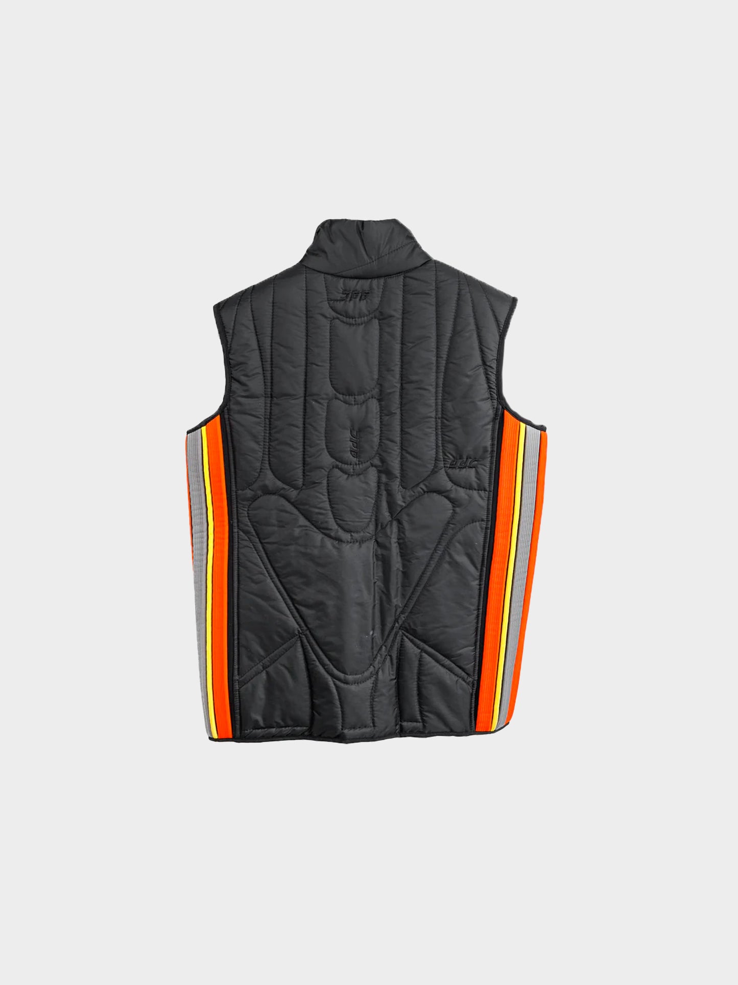 Jean Paul Gaultier 2020s Black Quilted Nylon Striped Ribbed Panel Vest