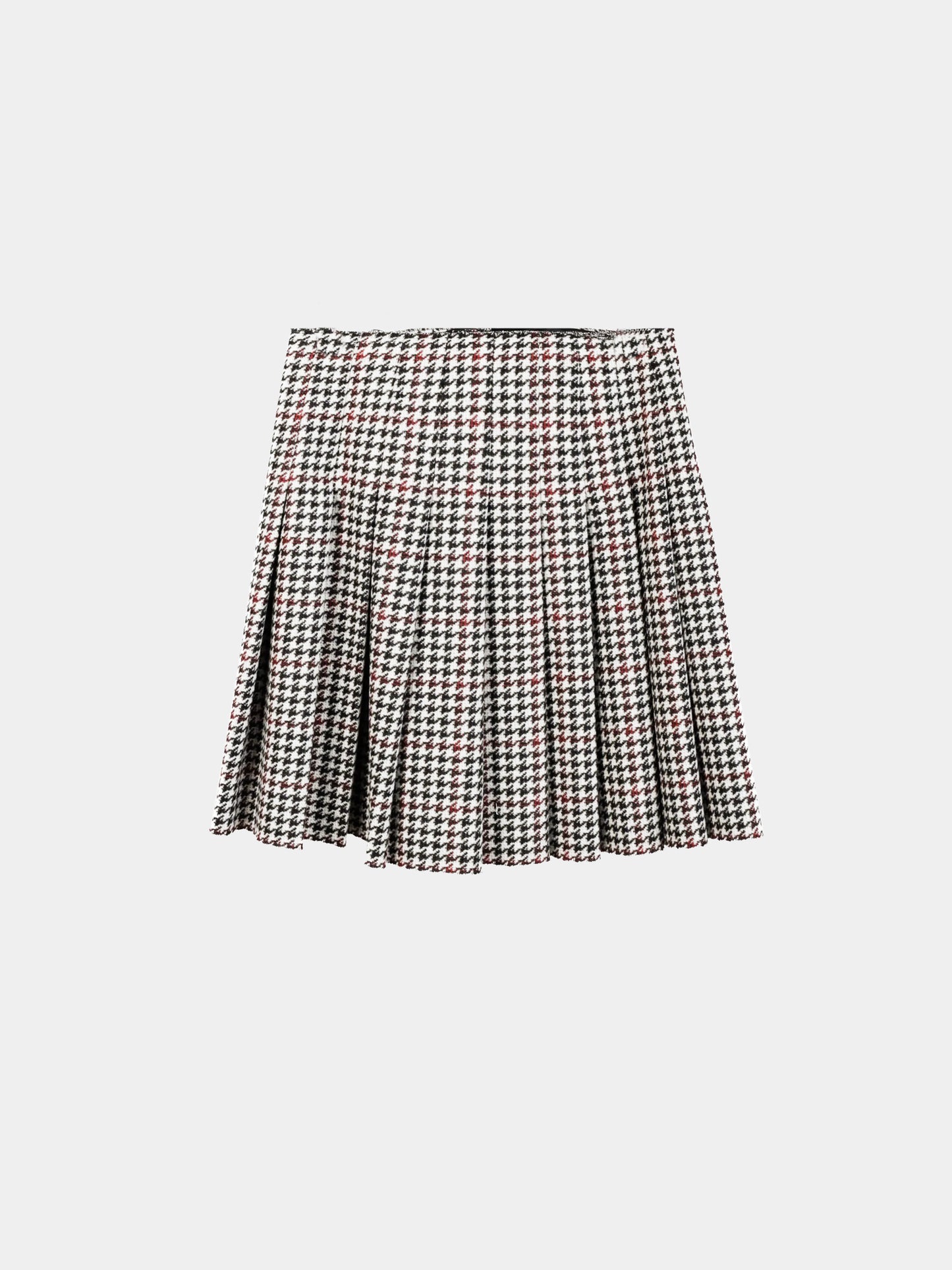 Miu Miu 2006 Wool-Blend Houndstooth Pleated Mini Skirt