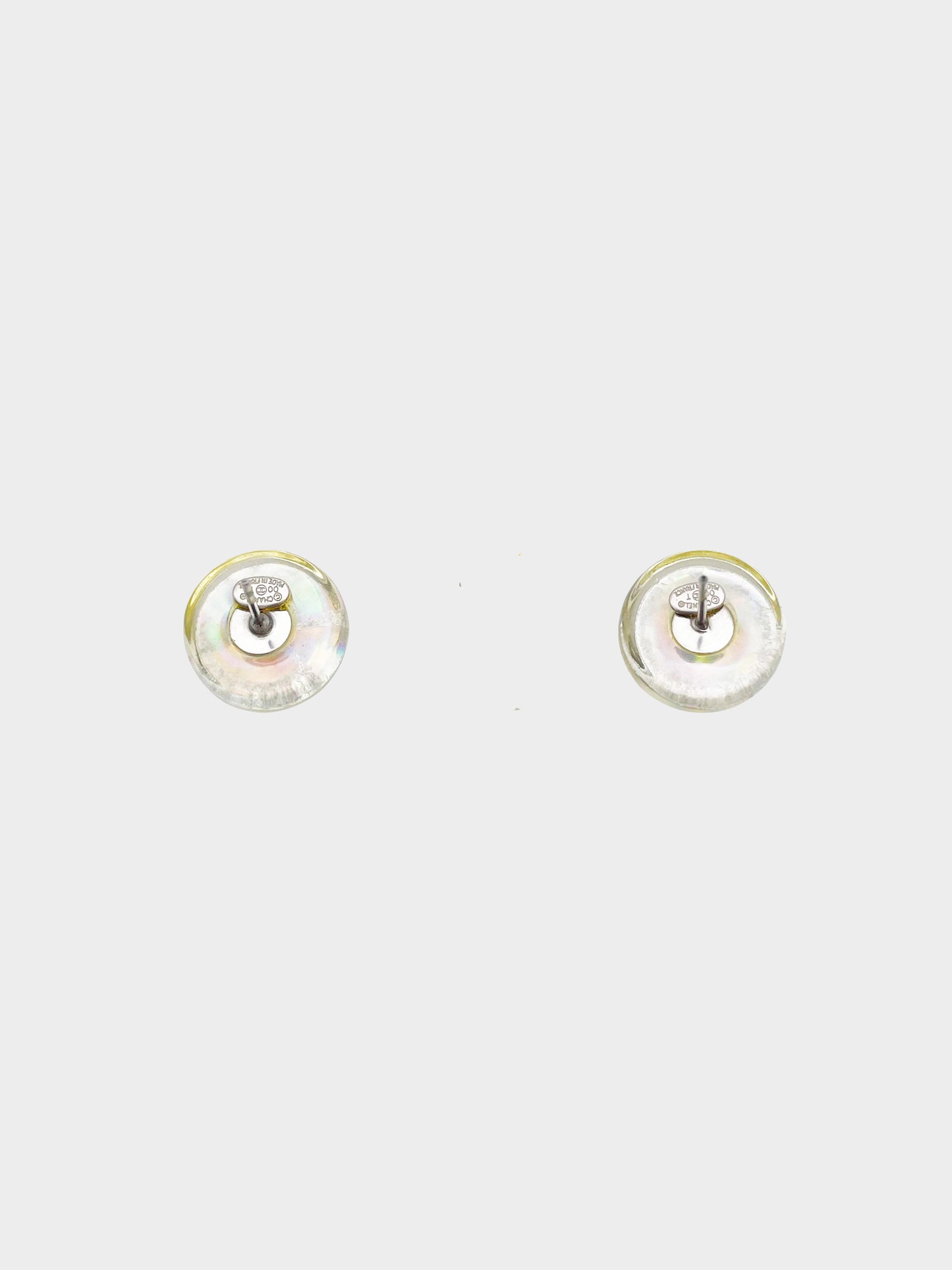 Chanel 2000s Resin Iridescent Round CC Earrings