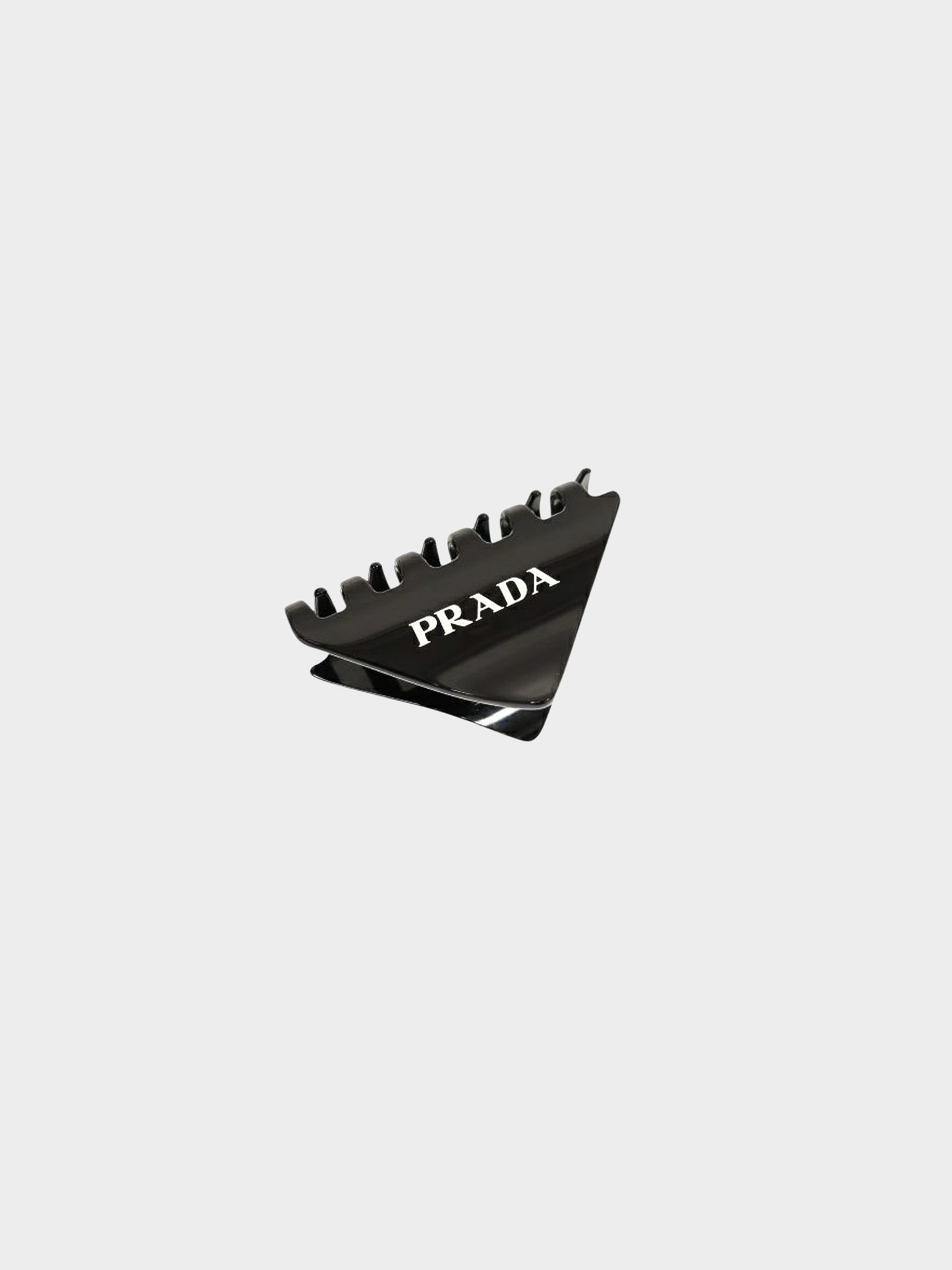 Prada 2020s Black Triangle Logo Hair Clip