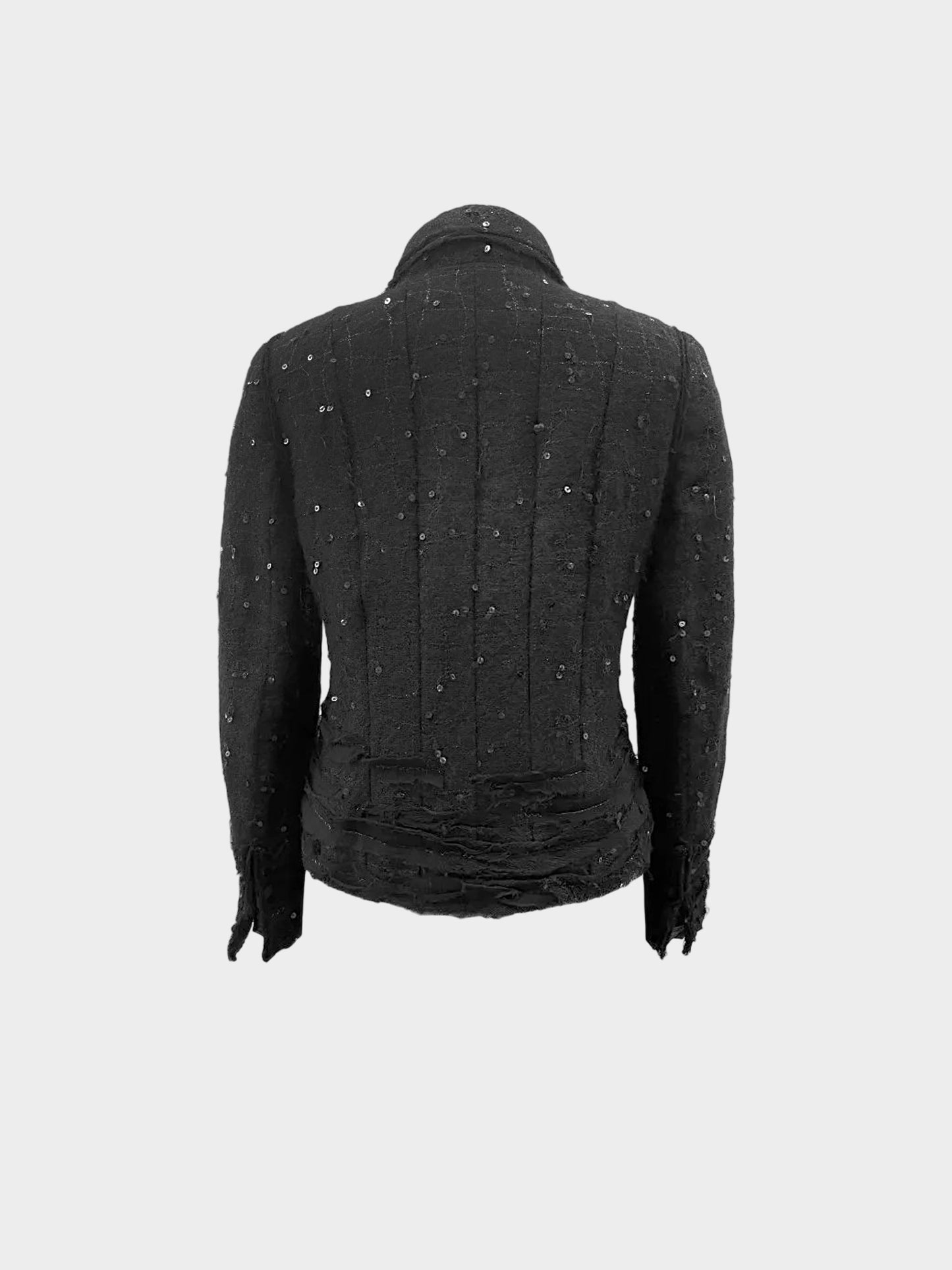 Chanel 2004 Black Mohair Blend Embellished Jacket