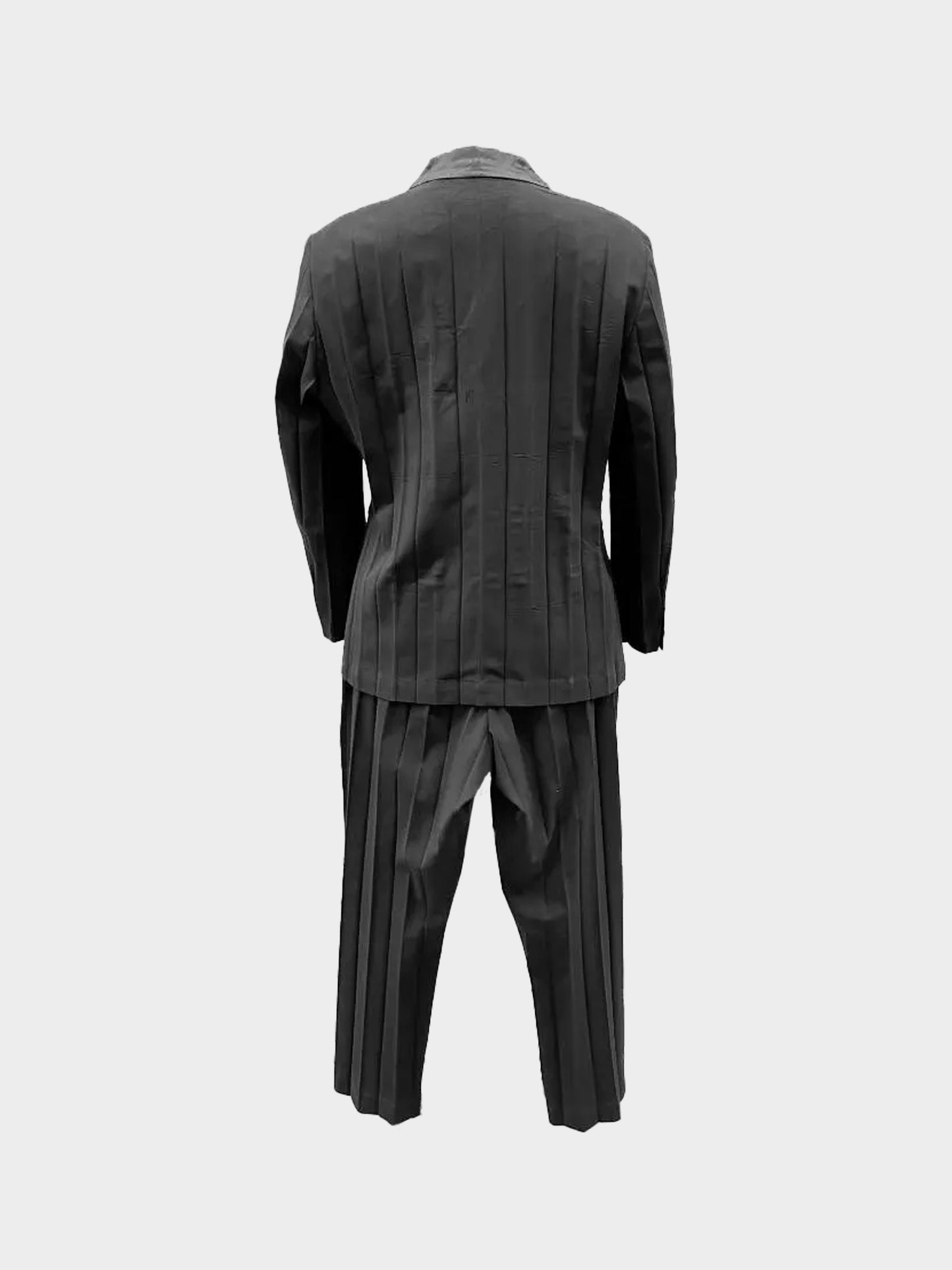 Issey Miyake 1980s Black Pleated Suit Set