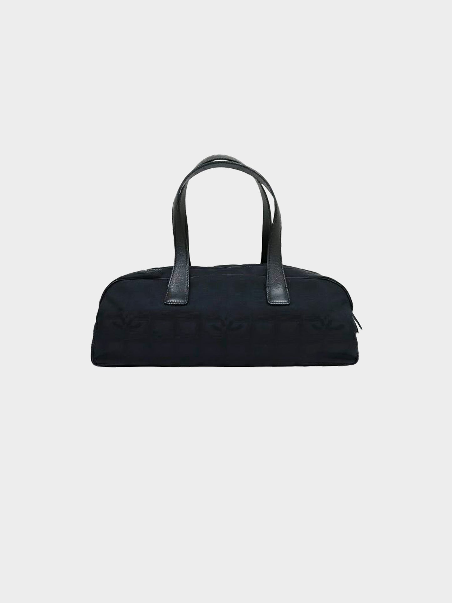 Chanel 2002 Black Chocolate Bar Nylon Travel Line Bowler Bag