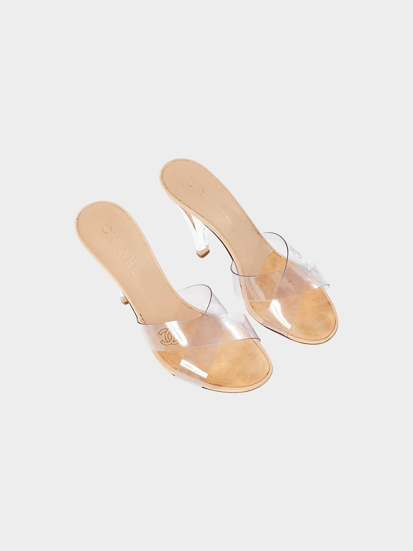 Chanel 2000s Clear PVC Crisscross Strap Heels