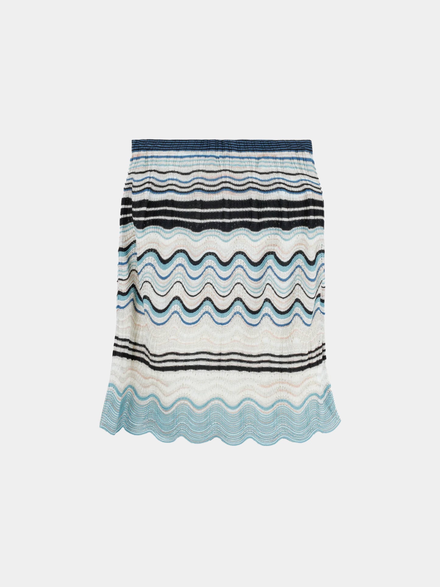 Missoni 1990s Striped Scalloped Hem Skirt