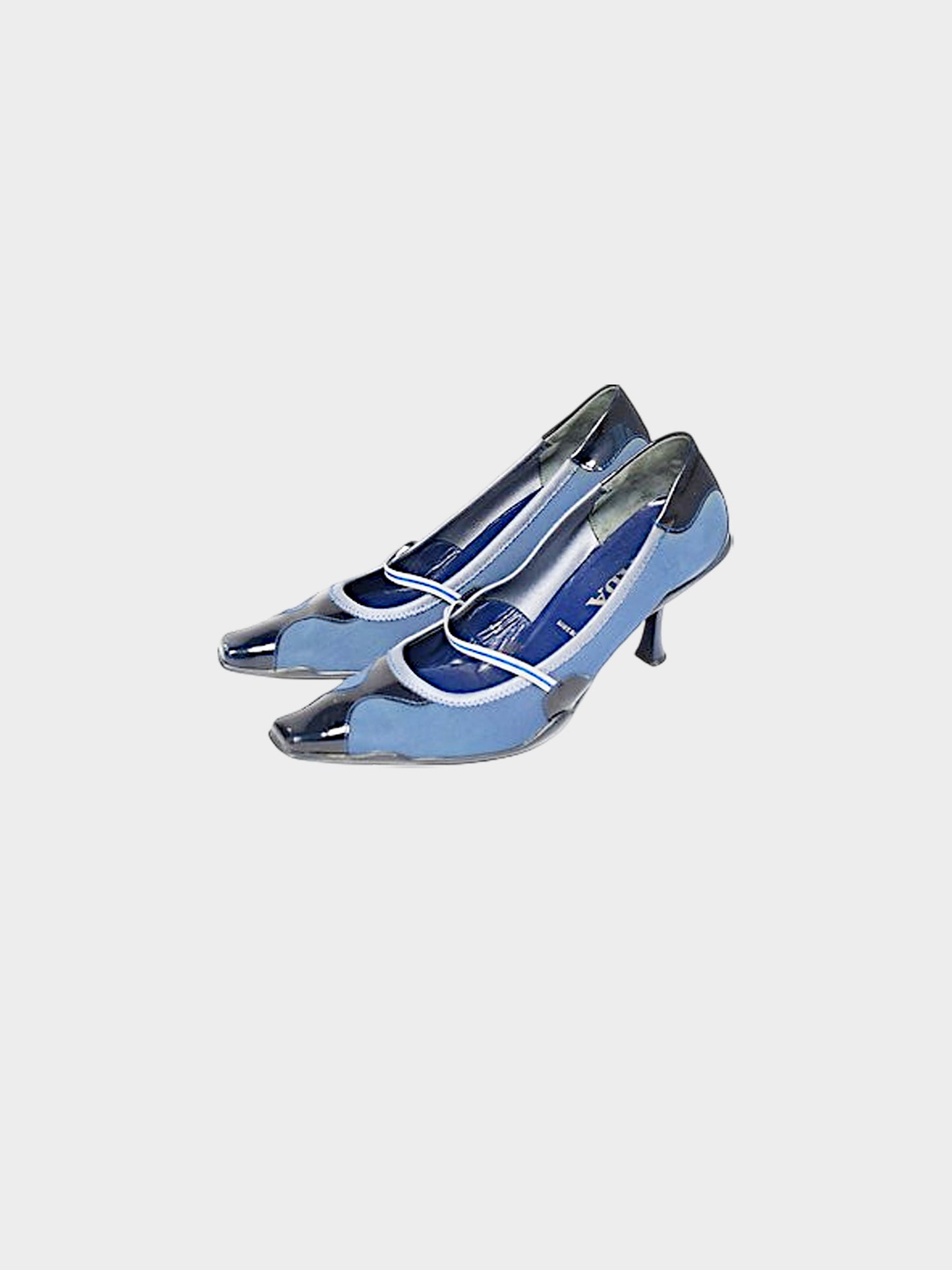 Prada SS 2000 Blue Neoprene Panelled Sporty Heels