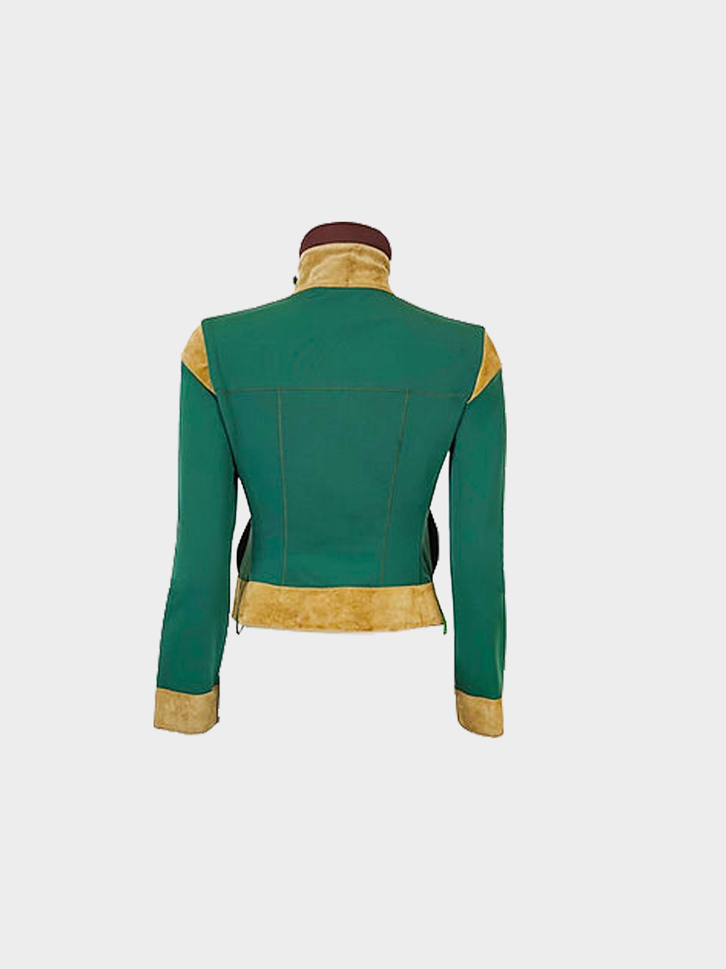Miu Miu FW 1999 Runway Green Neoprene Suede Trim Jacket