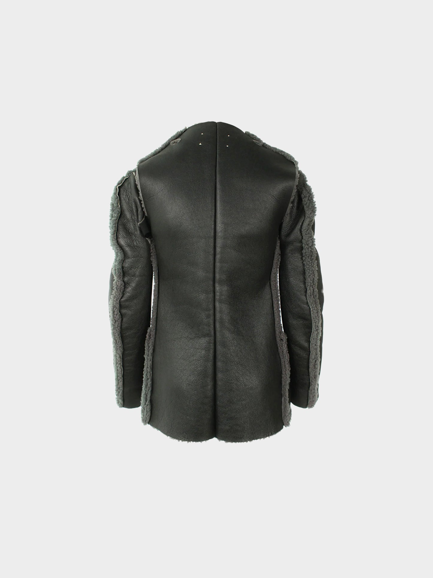 Maison Martin Margiela AW 1998 Flat Collection Dark Grey Leather and Shearling Jacket