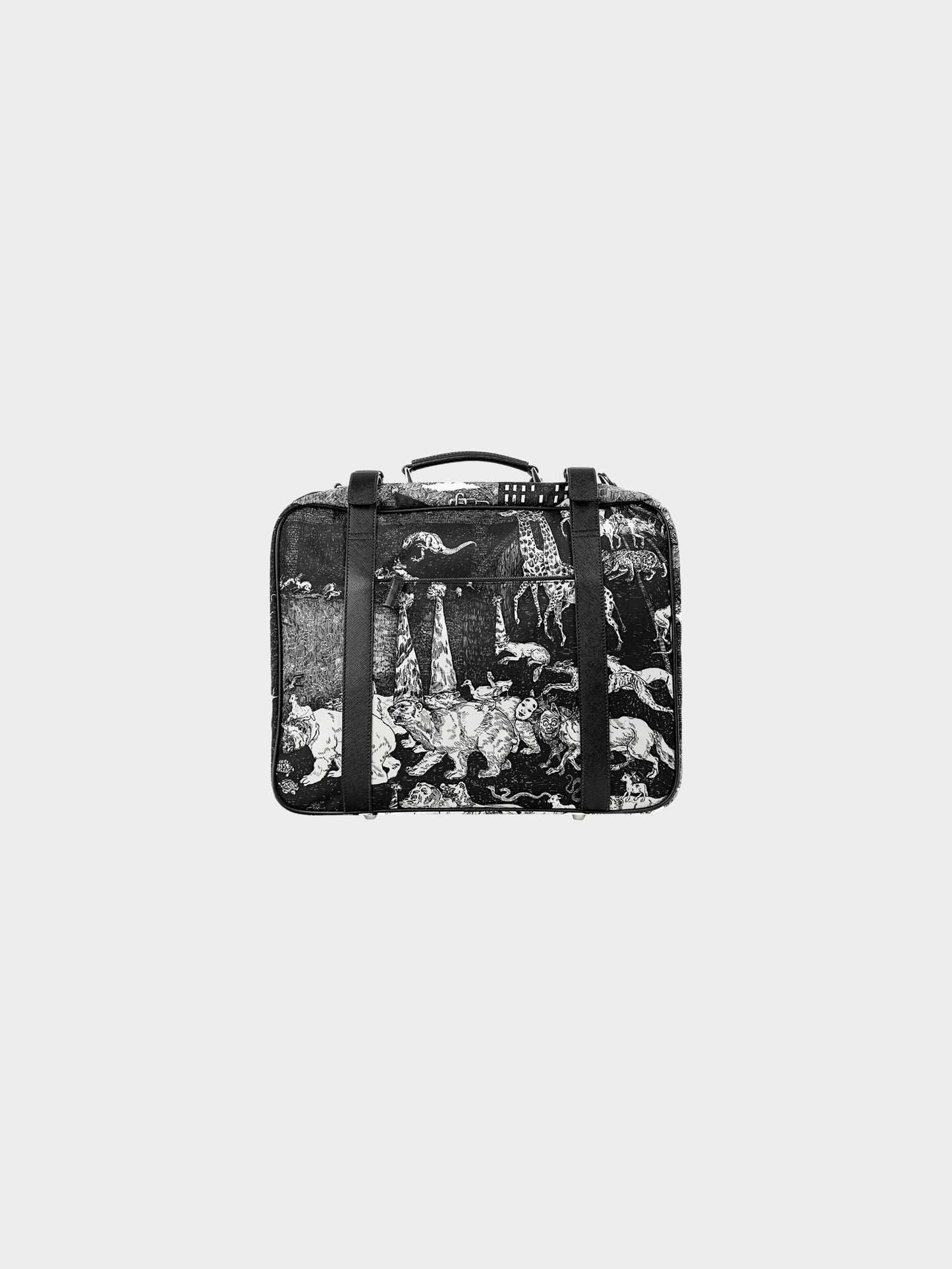 Prada AW 2016 Black Saffiano Leather and Nylon Animal Kingdom Suitcase