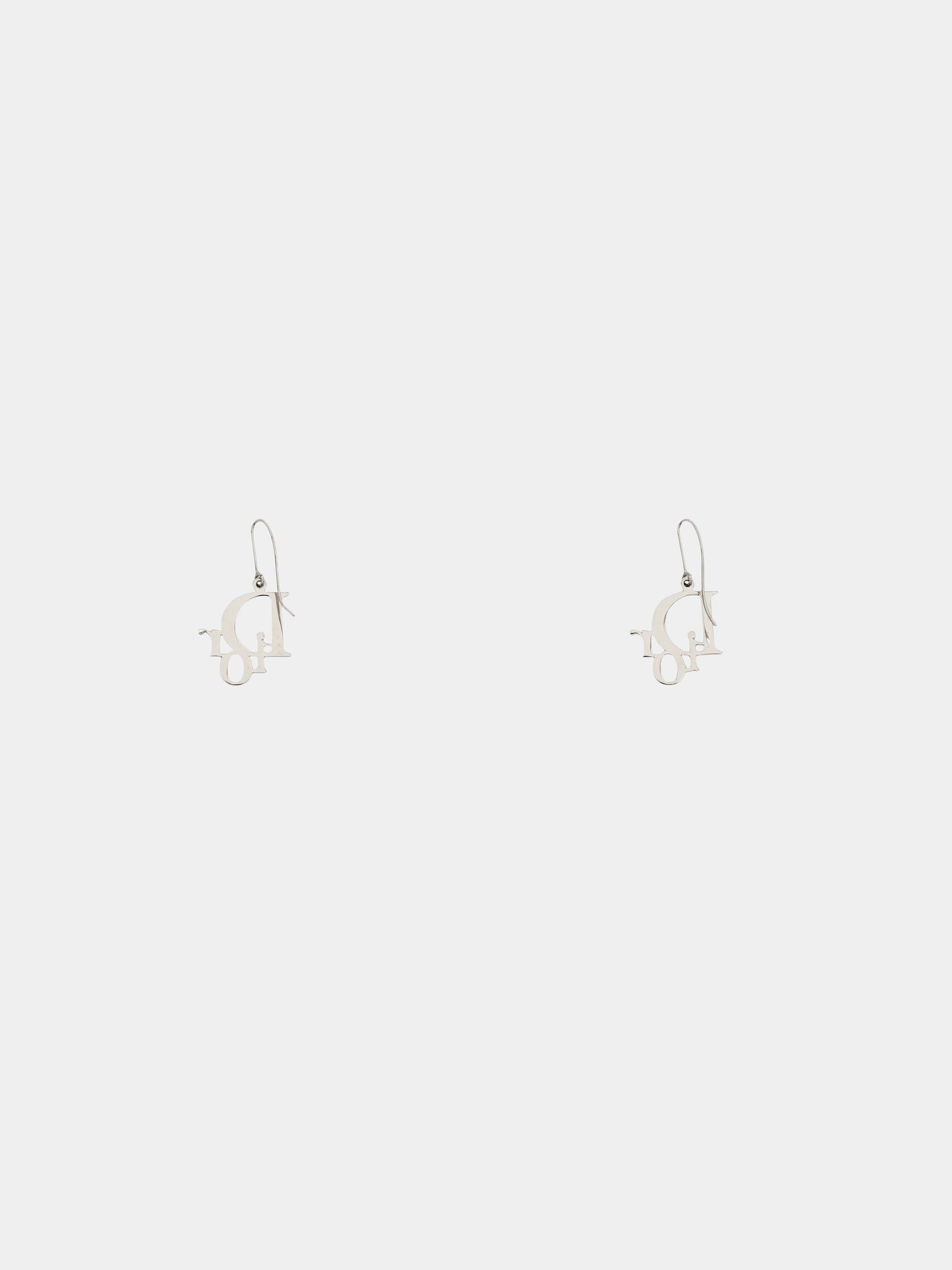 Christian Dior 2000s Silver Dior Oblique Hanging Earrings