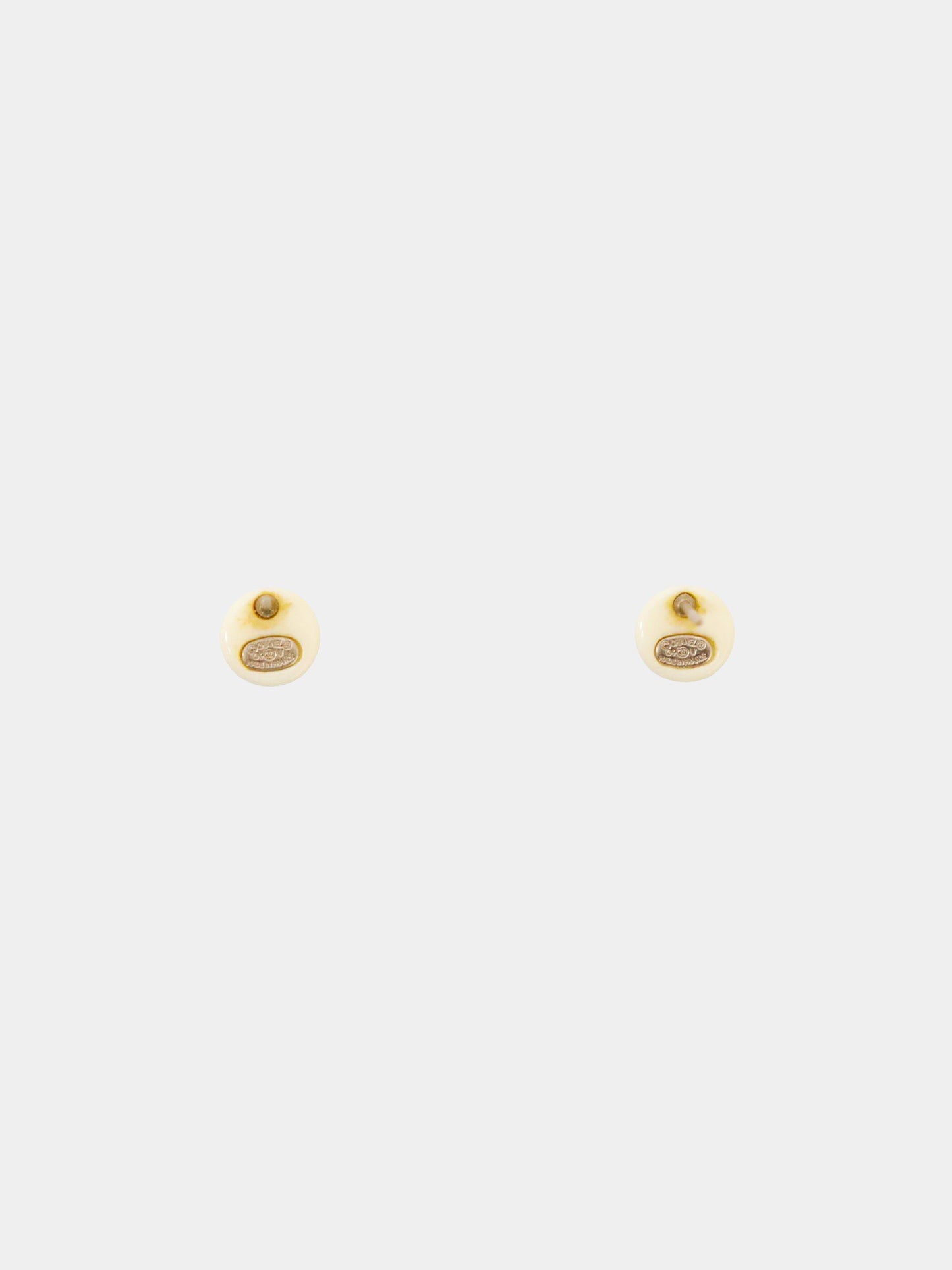 Chanel 2006 White Button CC Earrings