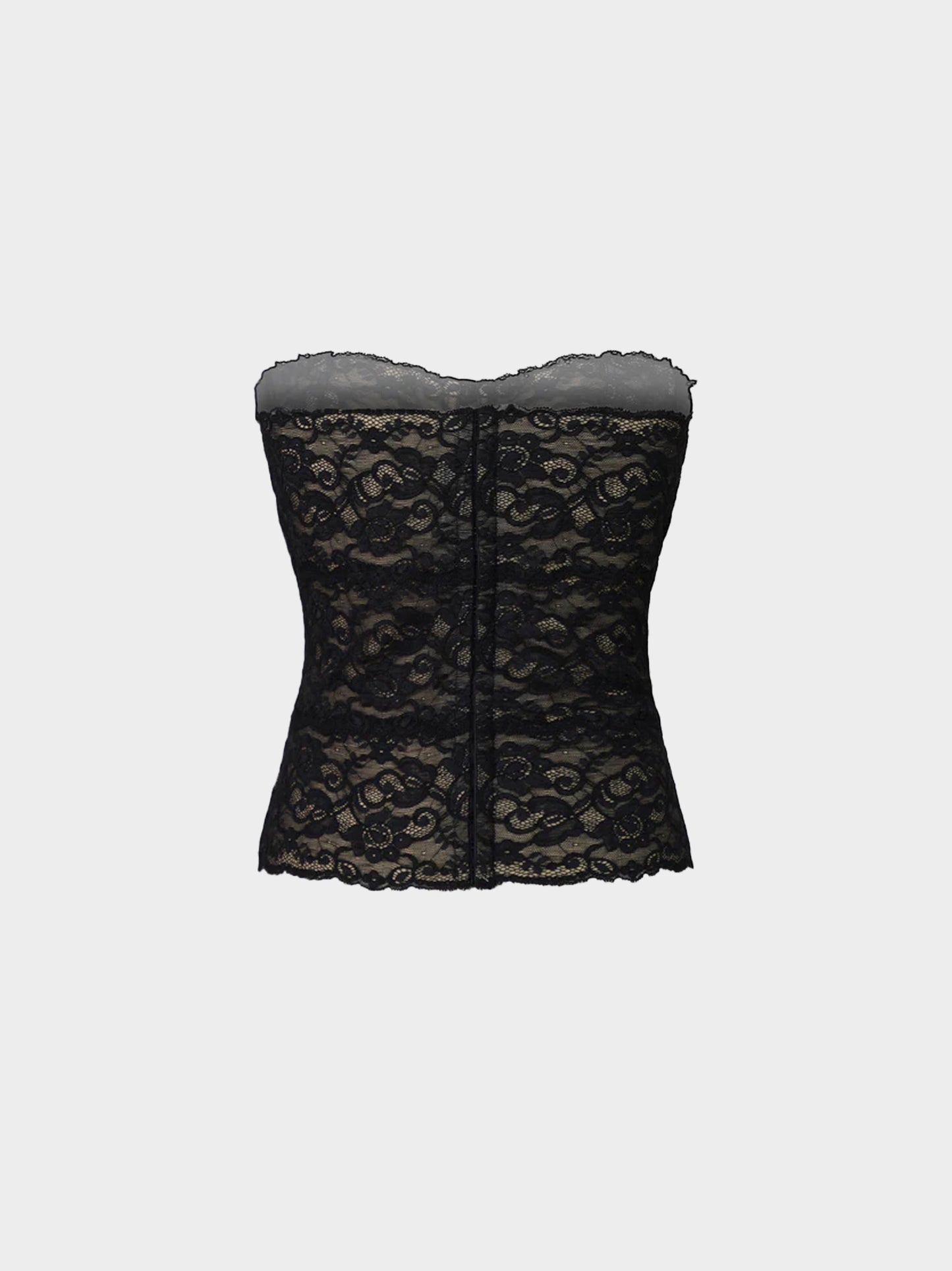 Chantal Thomass 1990s Black Lace Nude-Effect Bustier