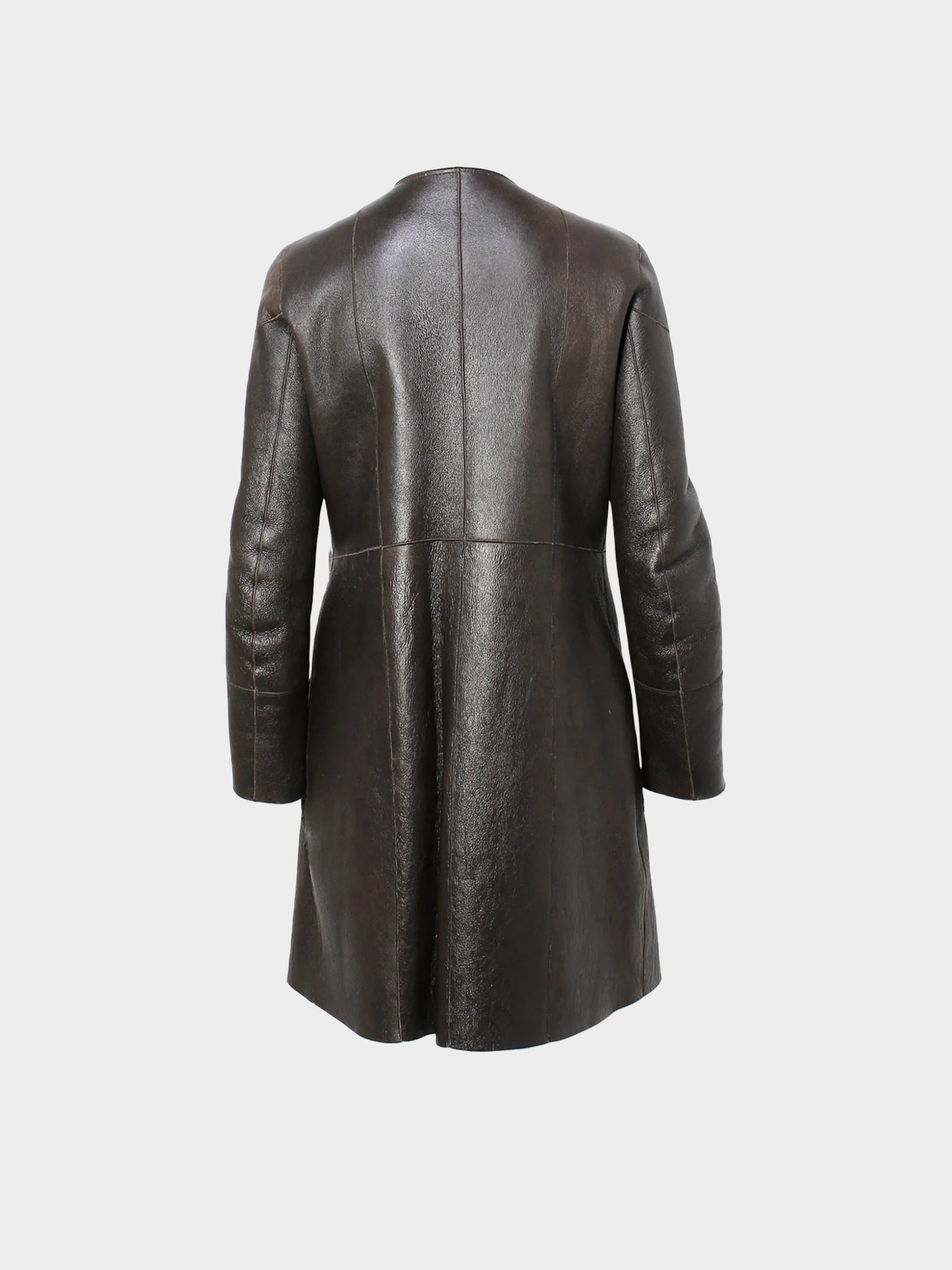 Celine by Phoebe Philo 2010s Dark Brown Leather and Shearling Reversible Coat