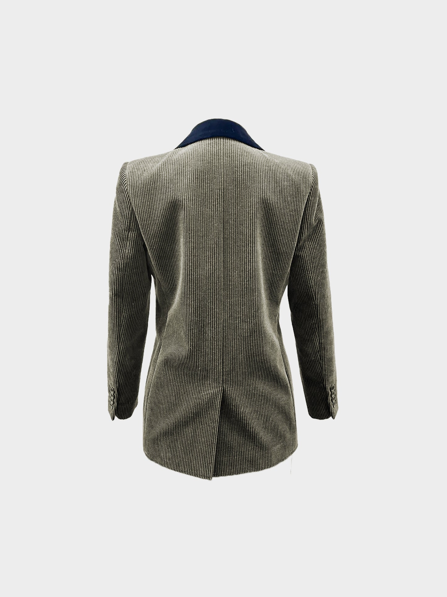 Saint Laurent 2020s Khaki Corduroy Velvet Collar Single-Brester Blazer