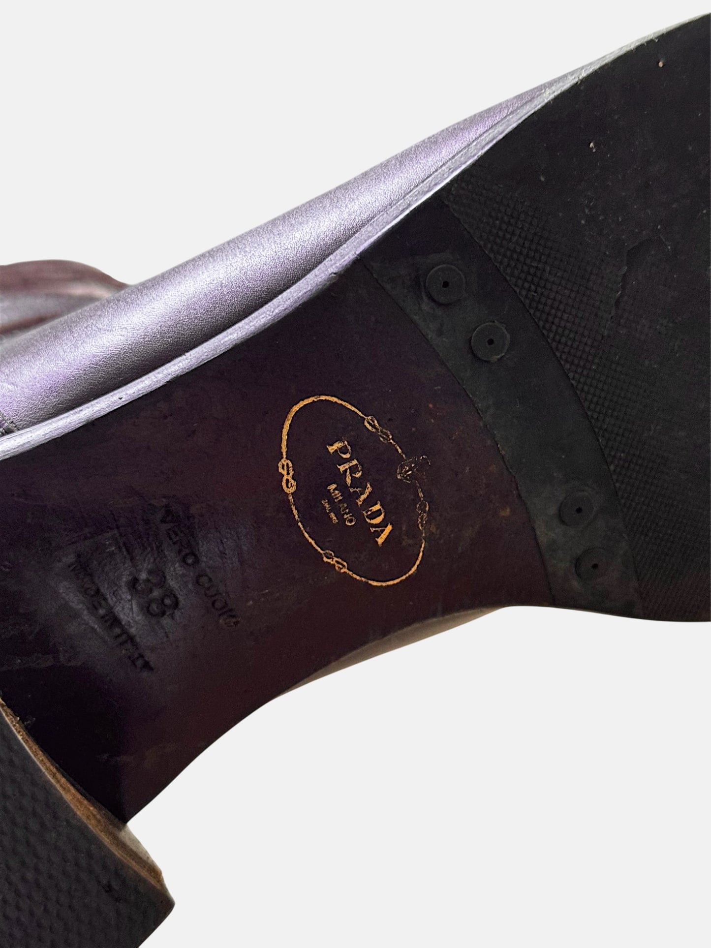 Prada 2010s Burgundy Velvet and Leather Logo Riding Boots