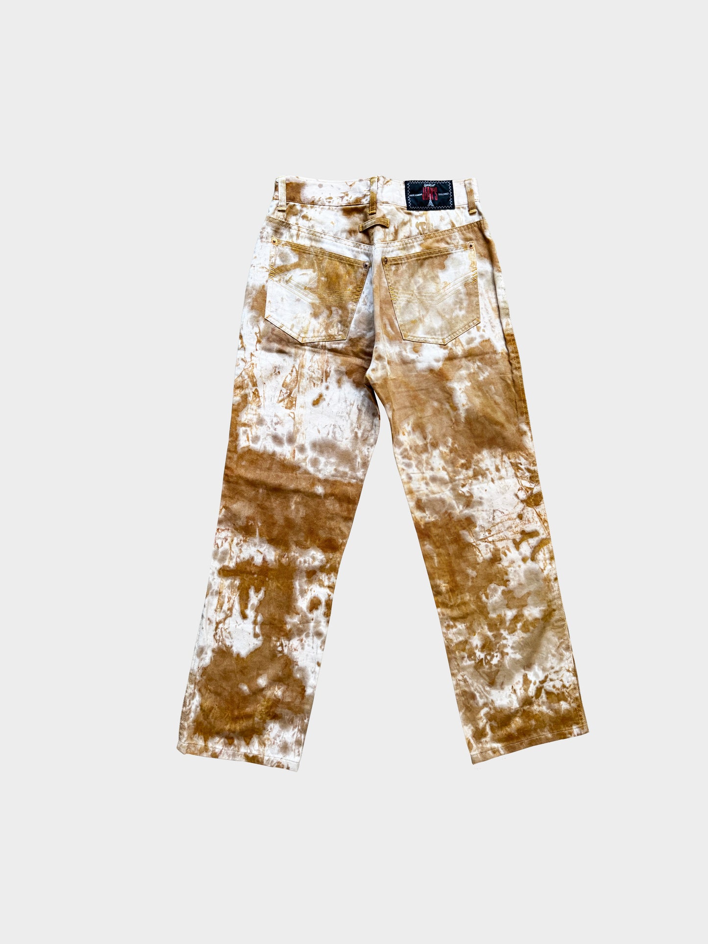 Jean Paul Gaultier 1990s Brown Distressed Dyed Jeans