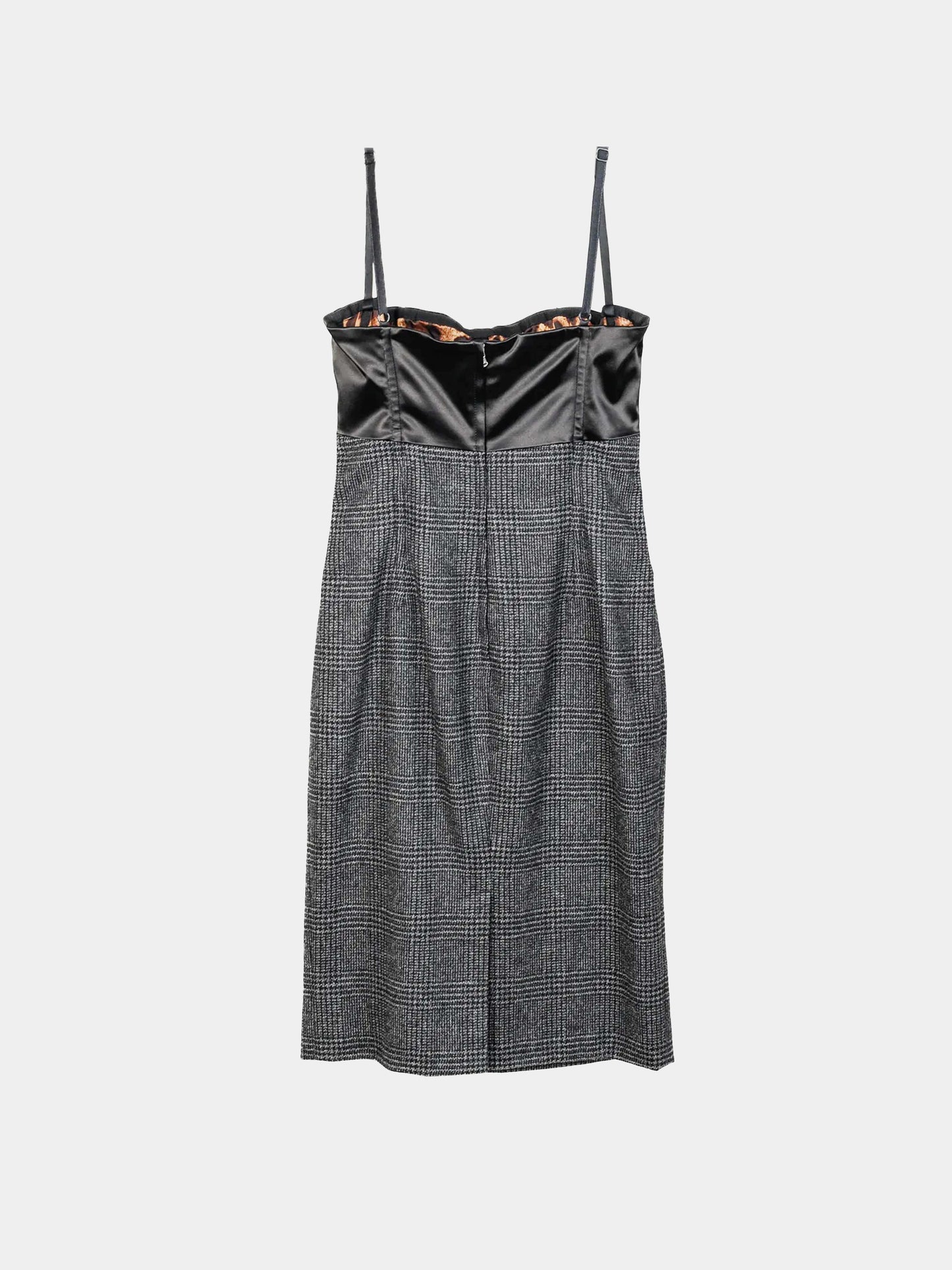 Dolce and Gabbana 2000s Black Satin And Tweed Bustier Dress