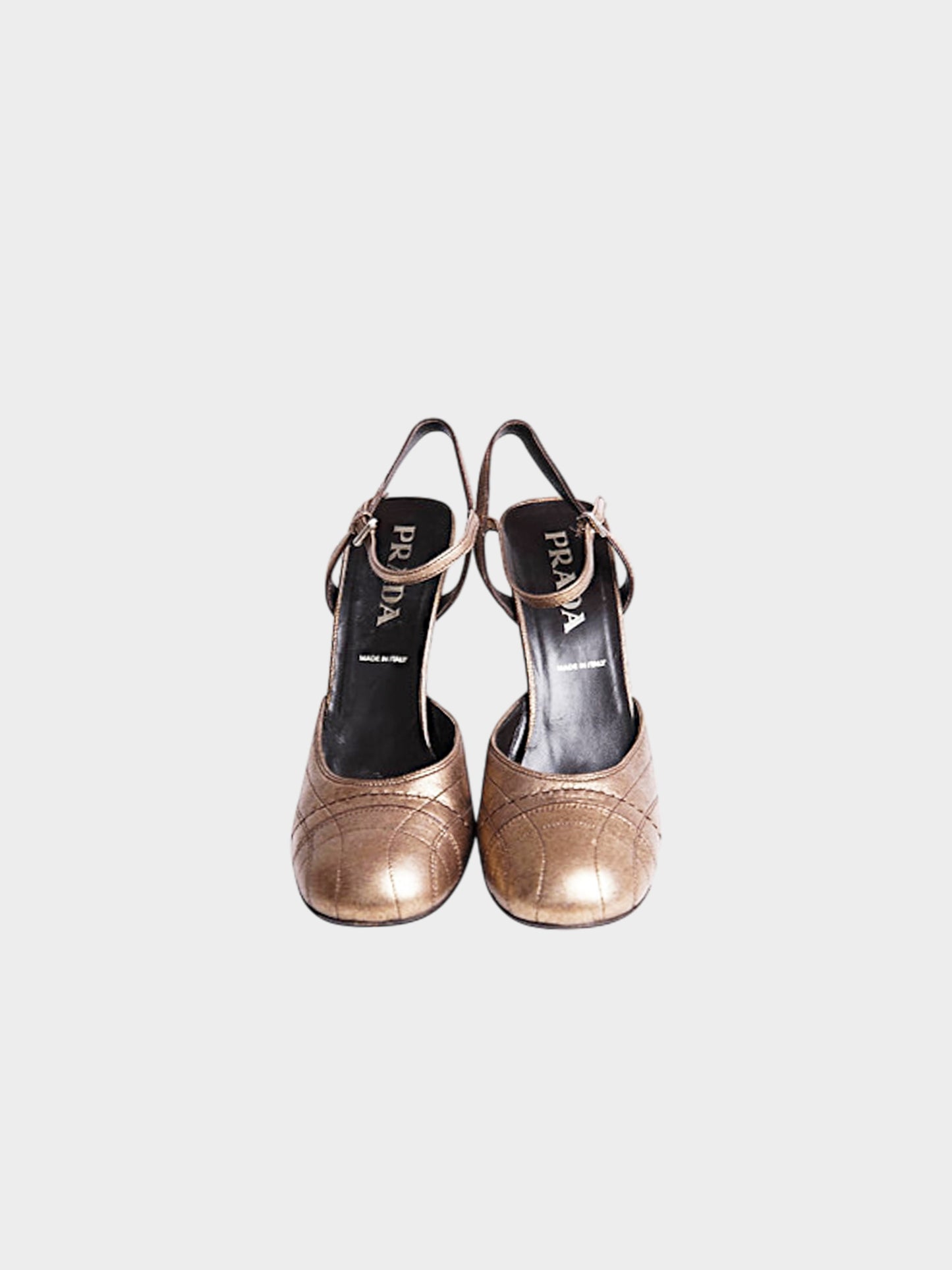 Prada FW 2000 Bronze Metallic Leather Pumps