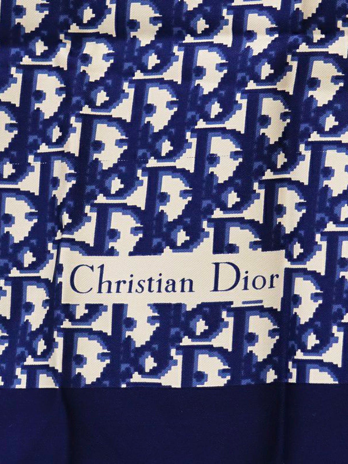 Christian Dior 2020s Navy Oblique Monogram Silk Scarf