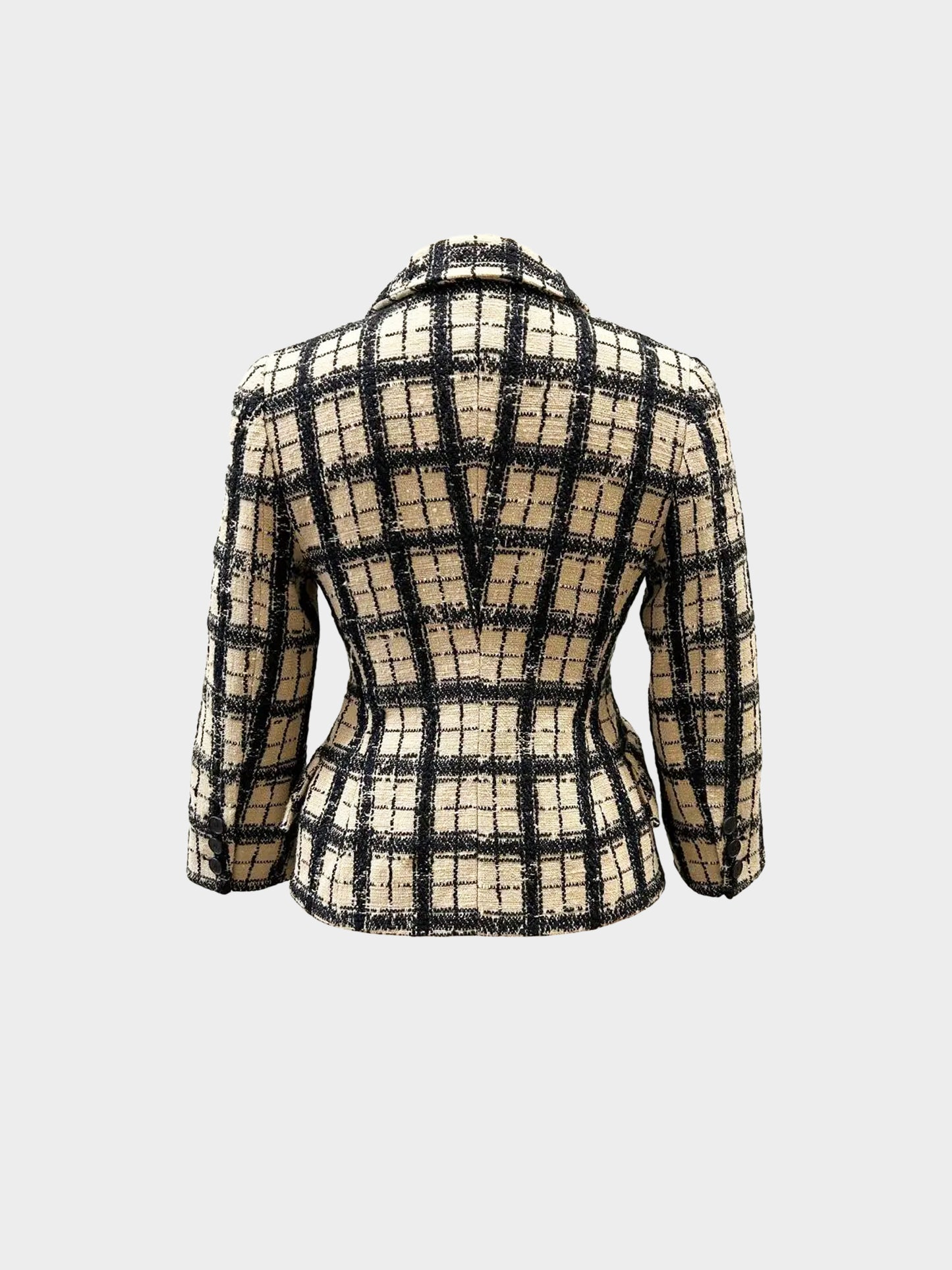 Christian Dior 2010s Beige and Black Check Jacket