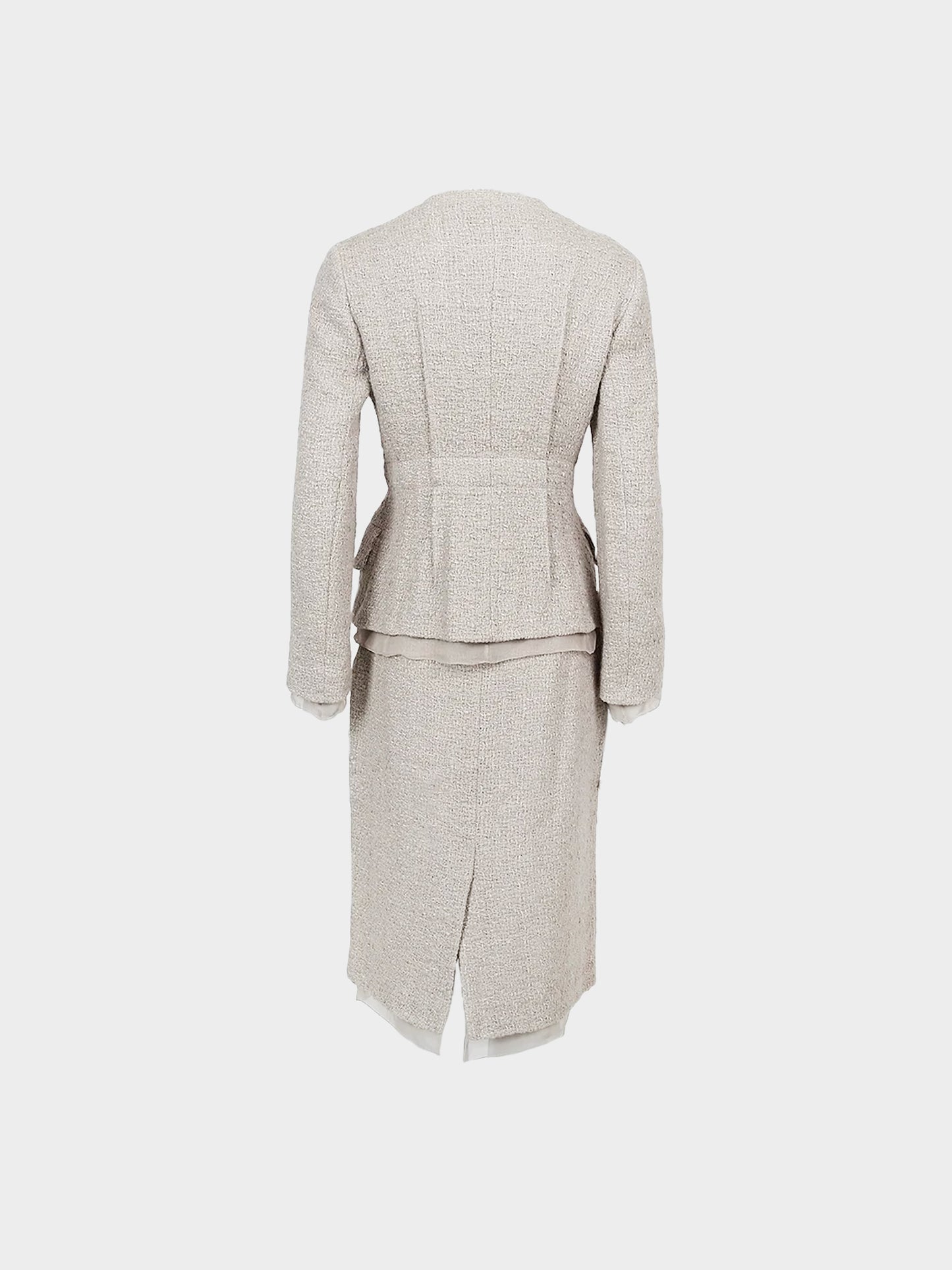 Prada 1990s Beige Tweed Jacket and Skirt Set
