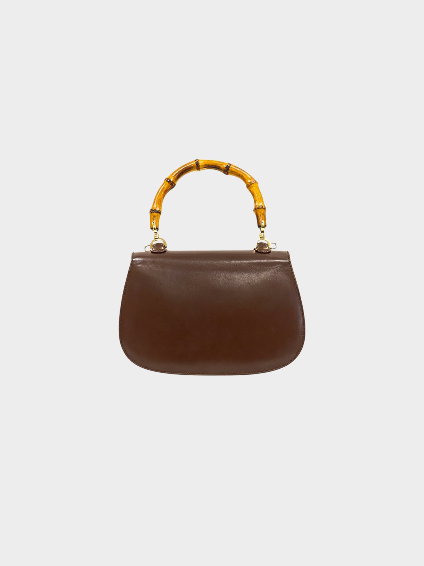 Gucci 1990s Brown Leather Bamboo 1947 Two-Way Bag
