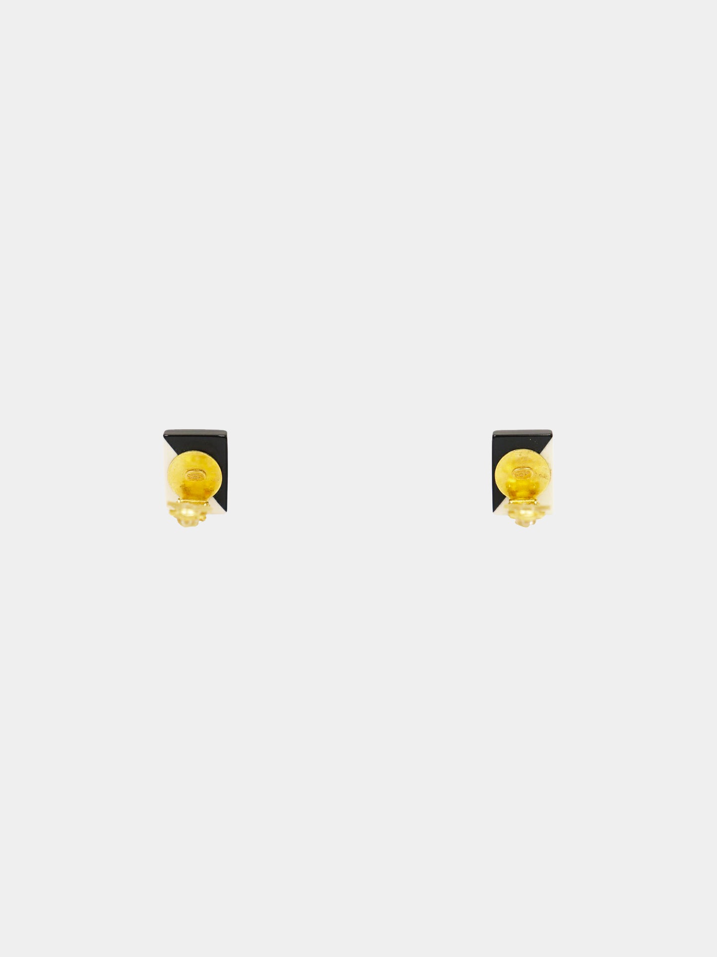 Chanel 2000s Black and White Rectangle CC Earrings