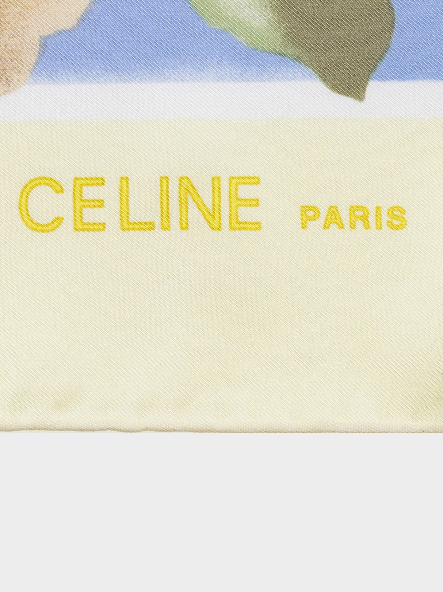 Celine 1980s Tropical Print Silk Scarf