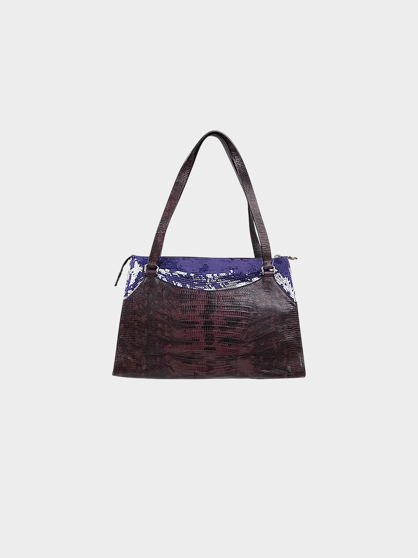Miu Miu SS 2000 Purple Sequin and Reptile Embossed Leather Bag