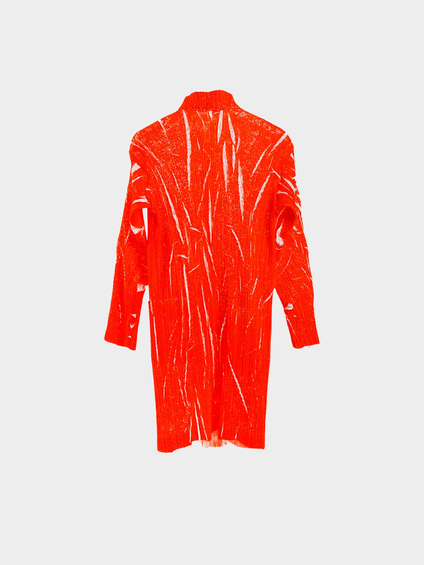 Issey Miyake 1990s Red Speckled Abstract Print Crinkle-Effect Pleated Jacket