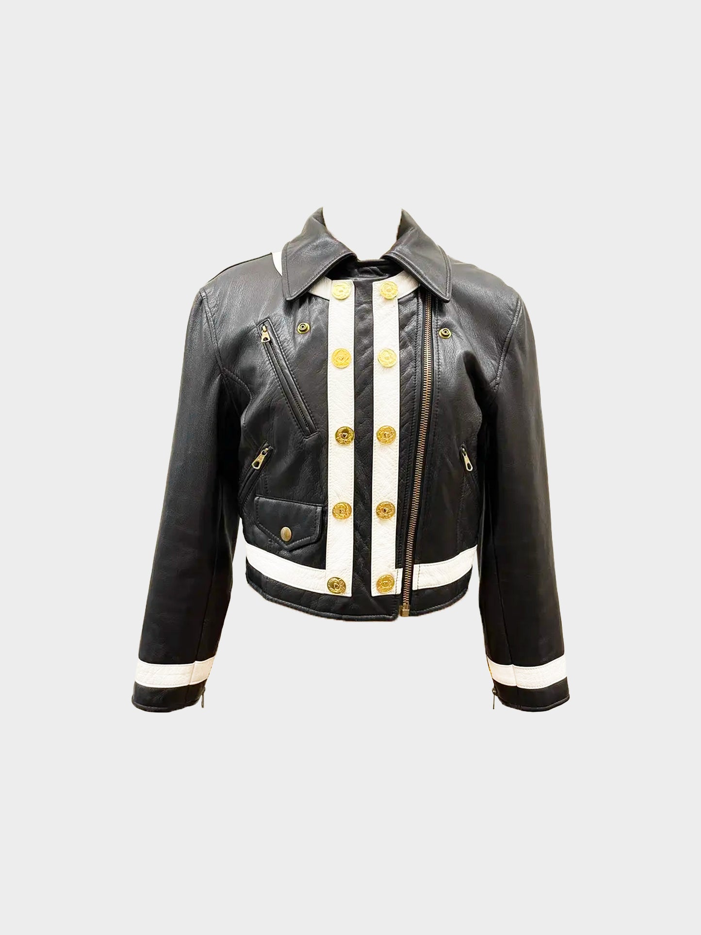 Moschino 1990s Black Leather Biker Jacket