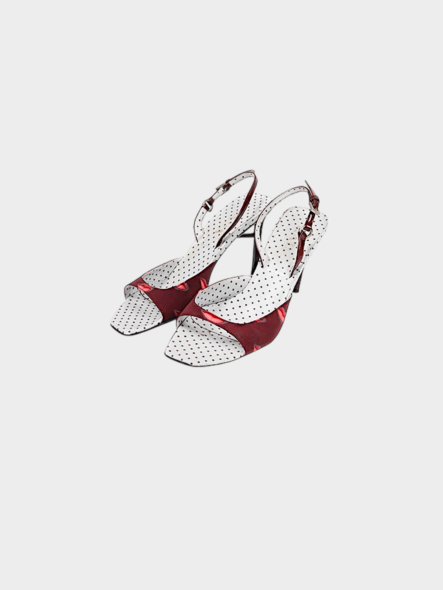Prada SS 2000 Burgundy Crepe de Chine Lips Heels