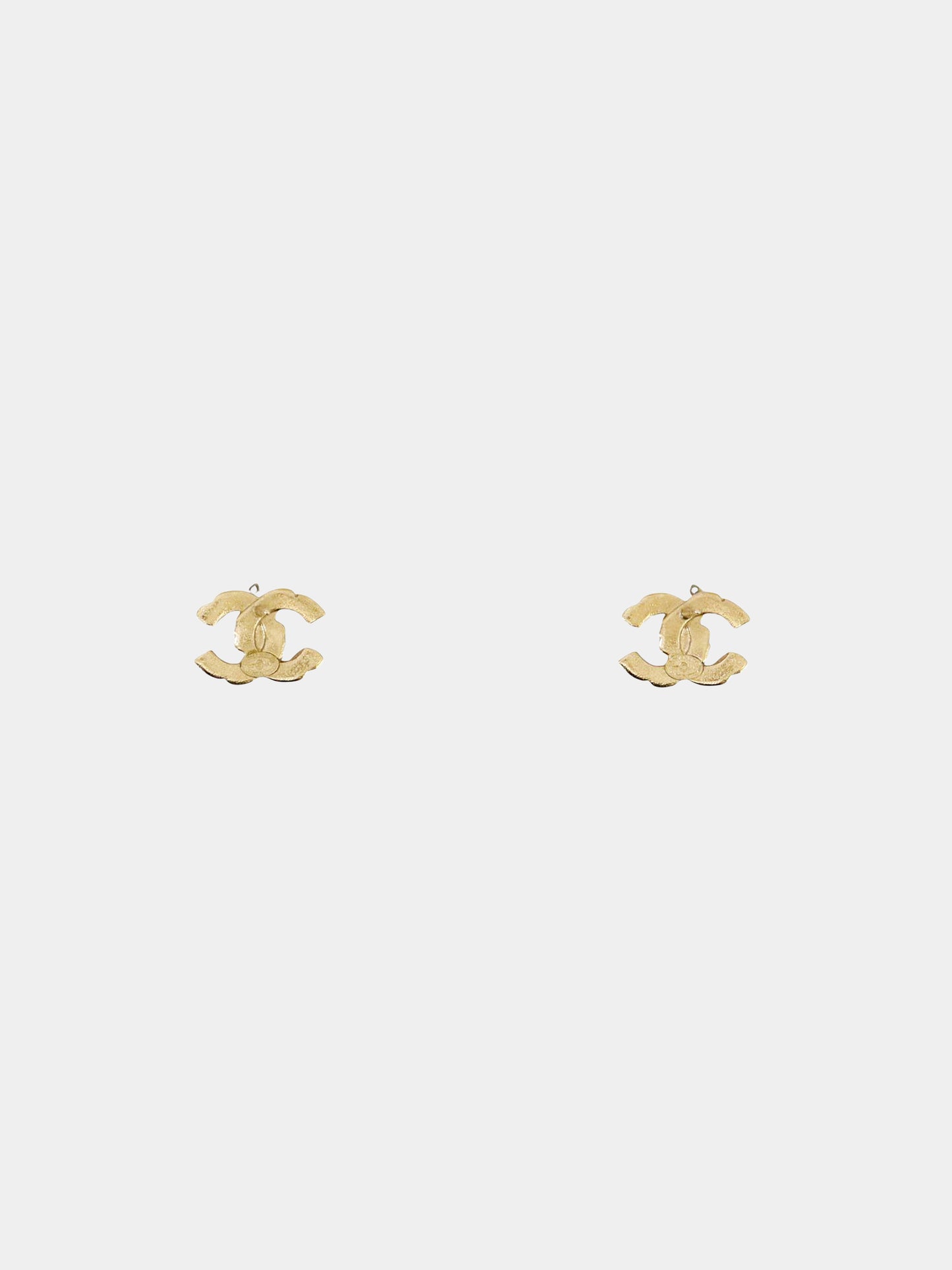 Chanel 2010s Gold Mixed Rhinestones Embellished CC Eearrings