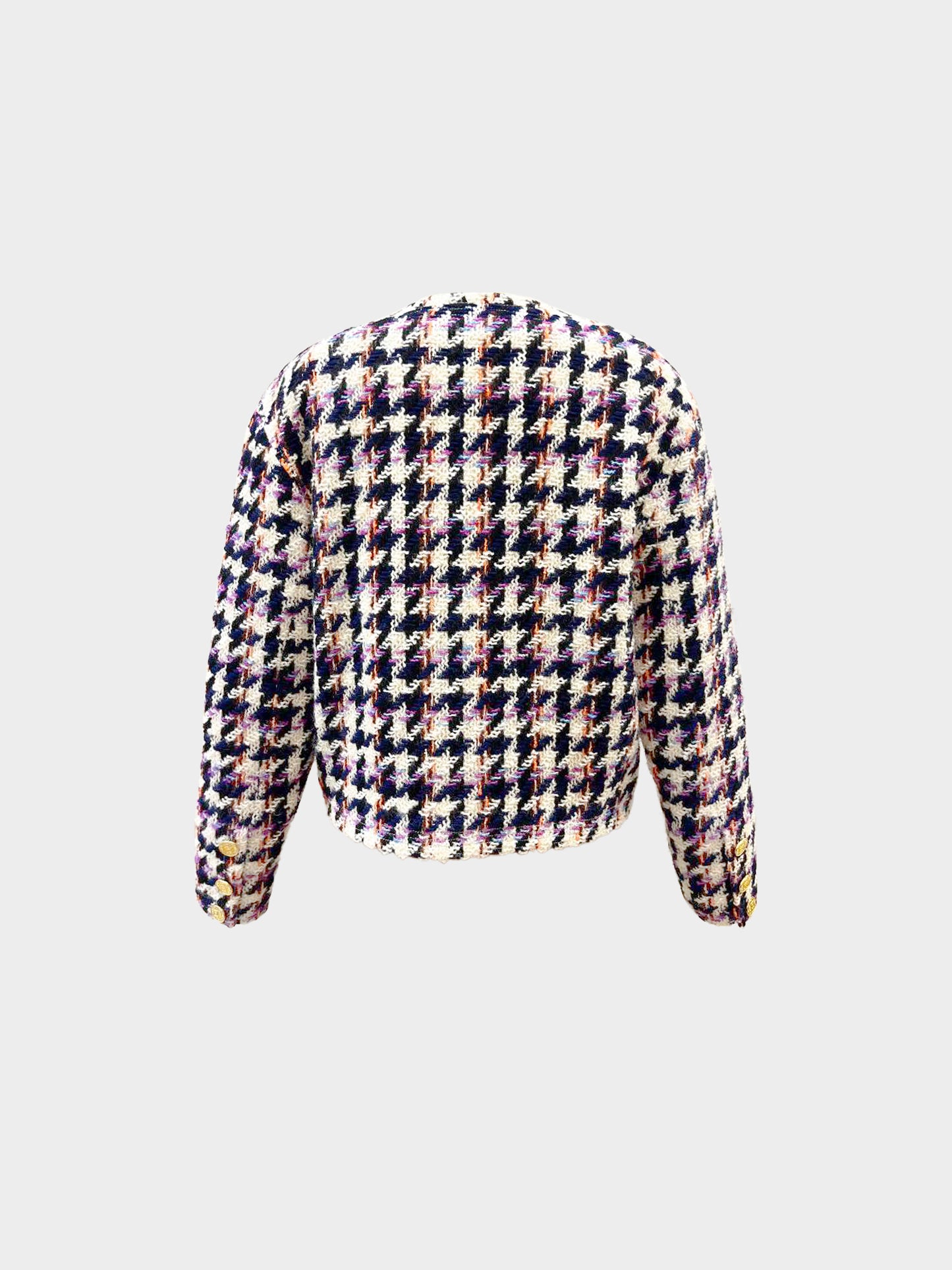 Chanel 1980s Multicolor Wool Houndstooth Jacket