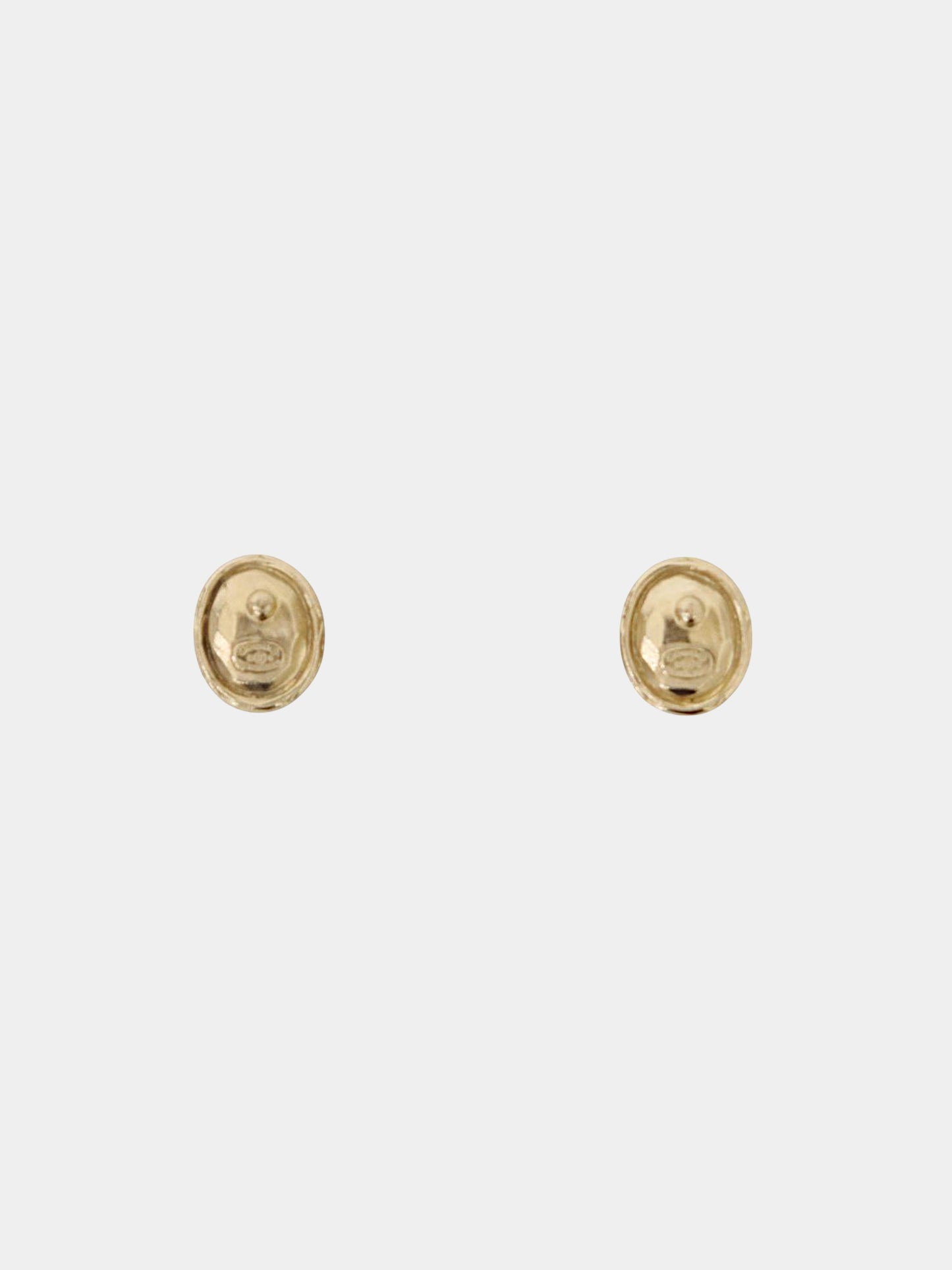 Chanel 2018 Beige Resin CC Oval Earrings