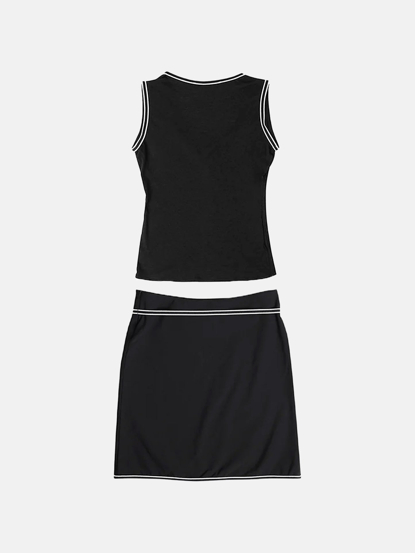 Miu Miu SS 2000 Black Tipped Top and Skirt Set
