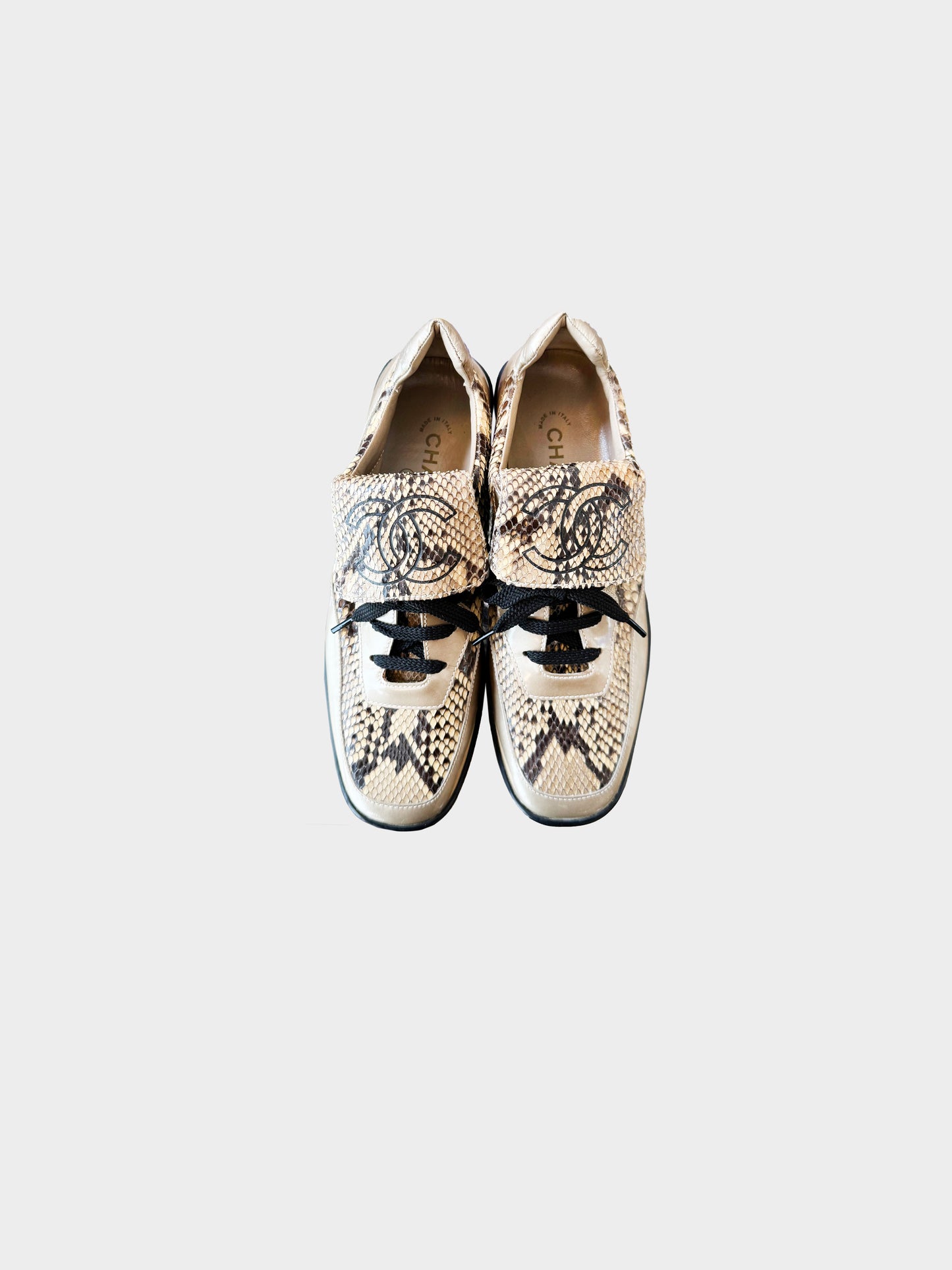 Chanel 2010s Python Leather CC Sneakers