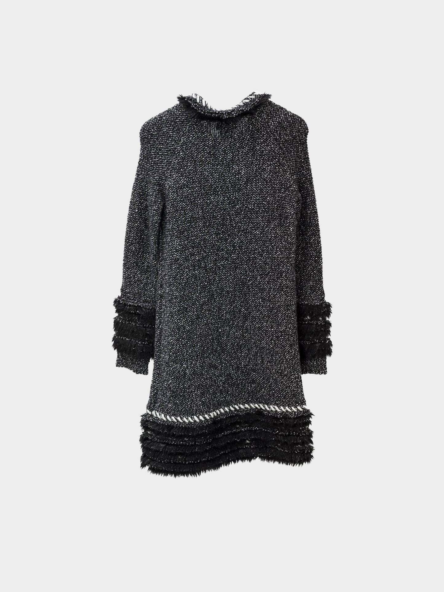 Chanel Fall 2010 Mottled Tweed and Faux-Fur Trim Sweater Dress