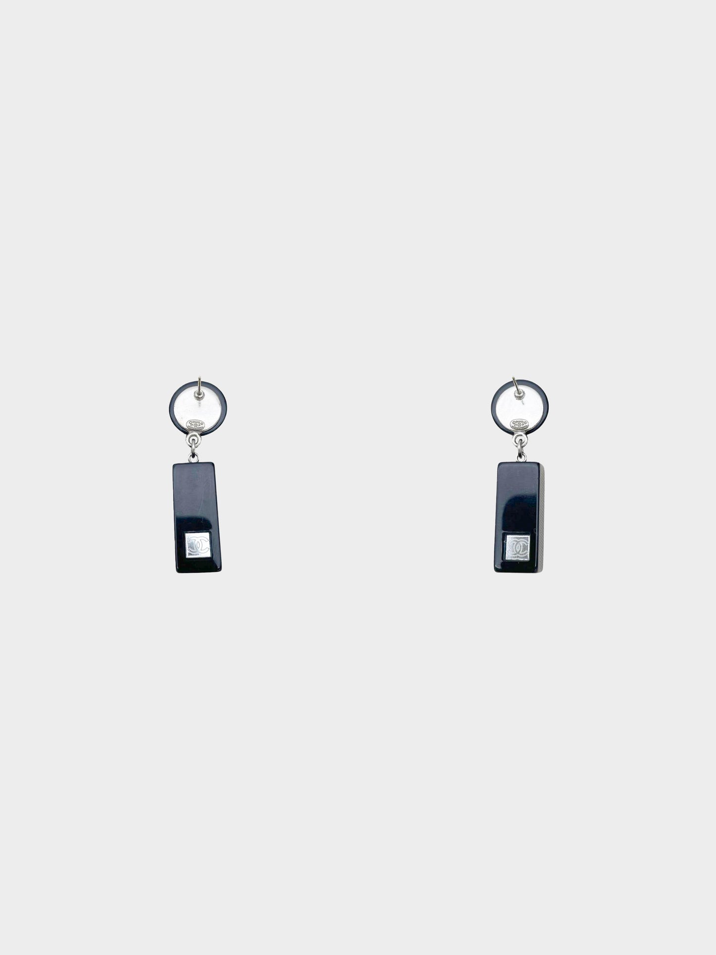 Chanel 2000s Mirror-effect CC Drop Earrings