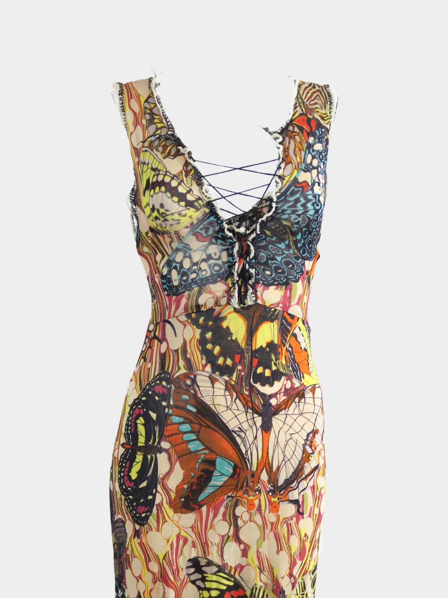 Jean Paul Gaultier SS 2003 Butterfly Print Maxi Dress