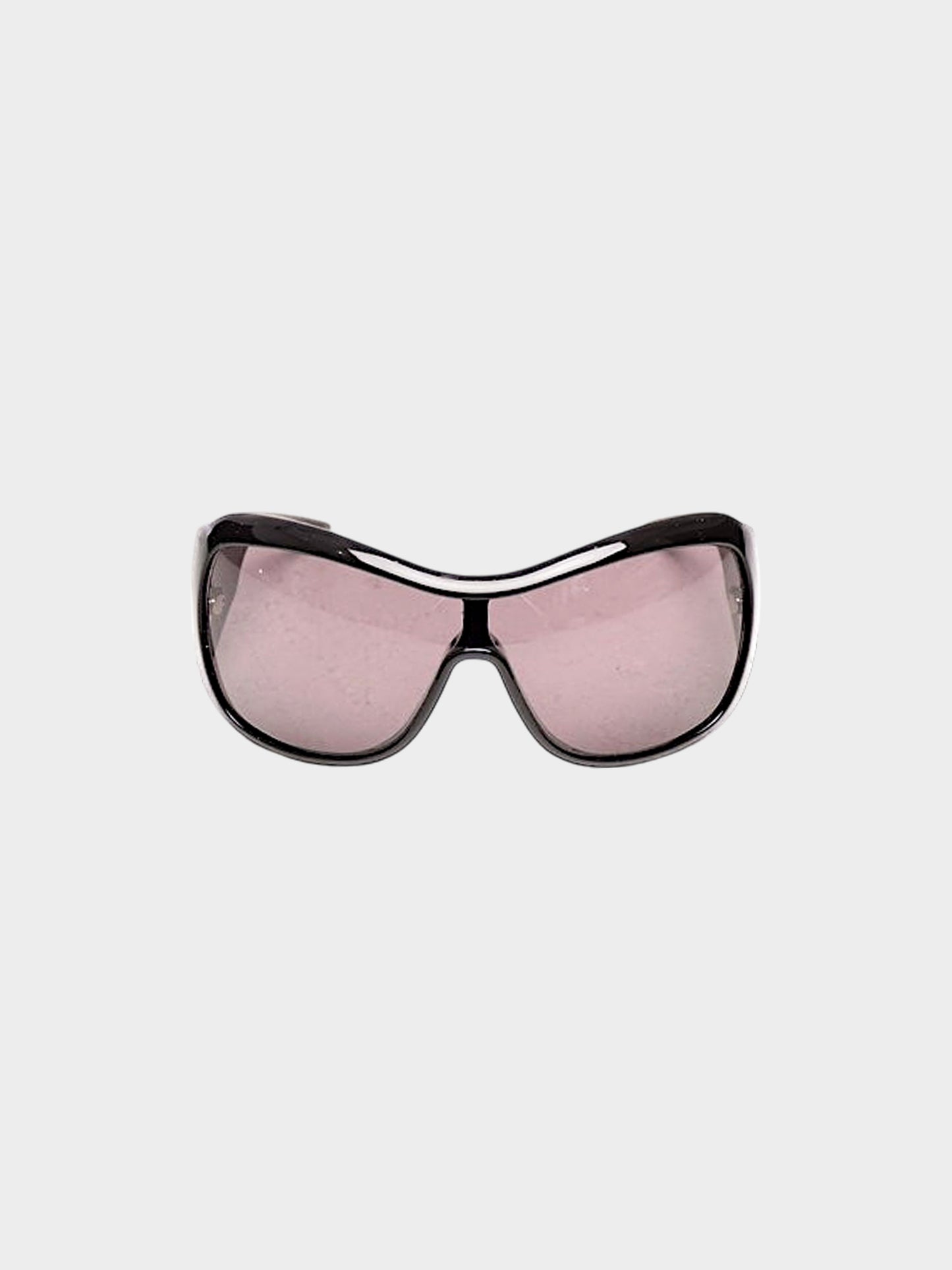 Christian Dior 2000s Black Cannage Logo Rectangle Sunglasses