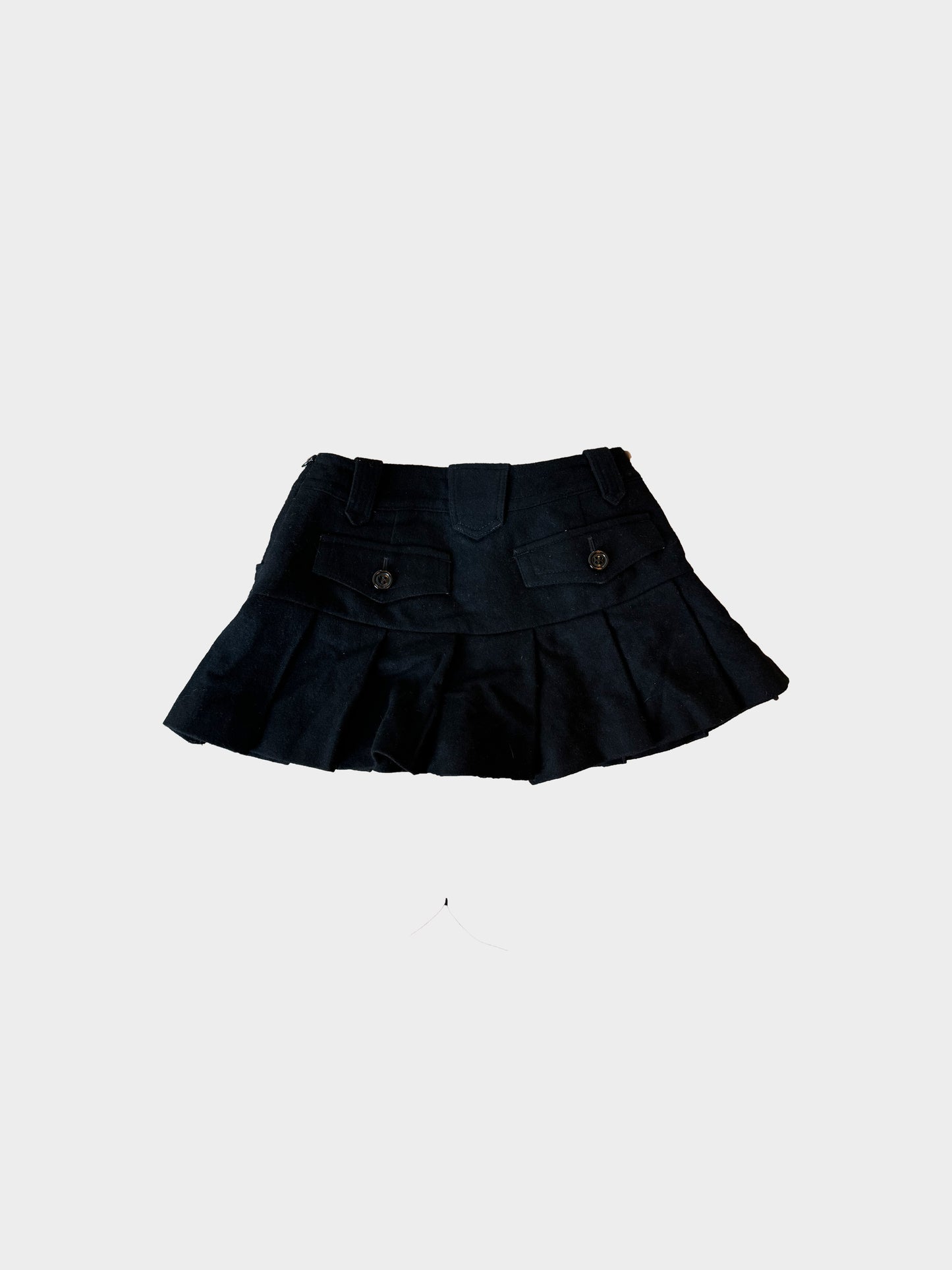 Burberry Blue Label 2000s Black Wool Pleated Mini Skirt