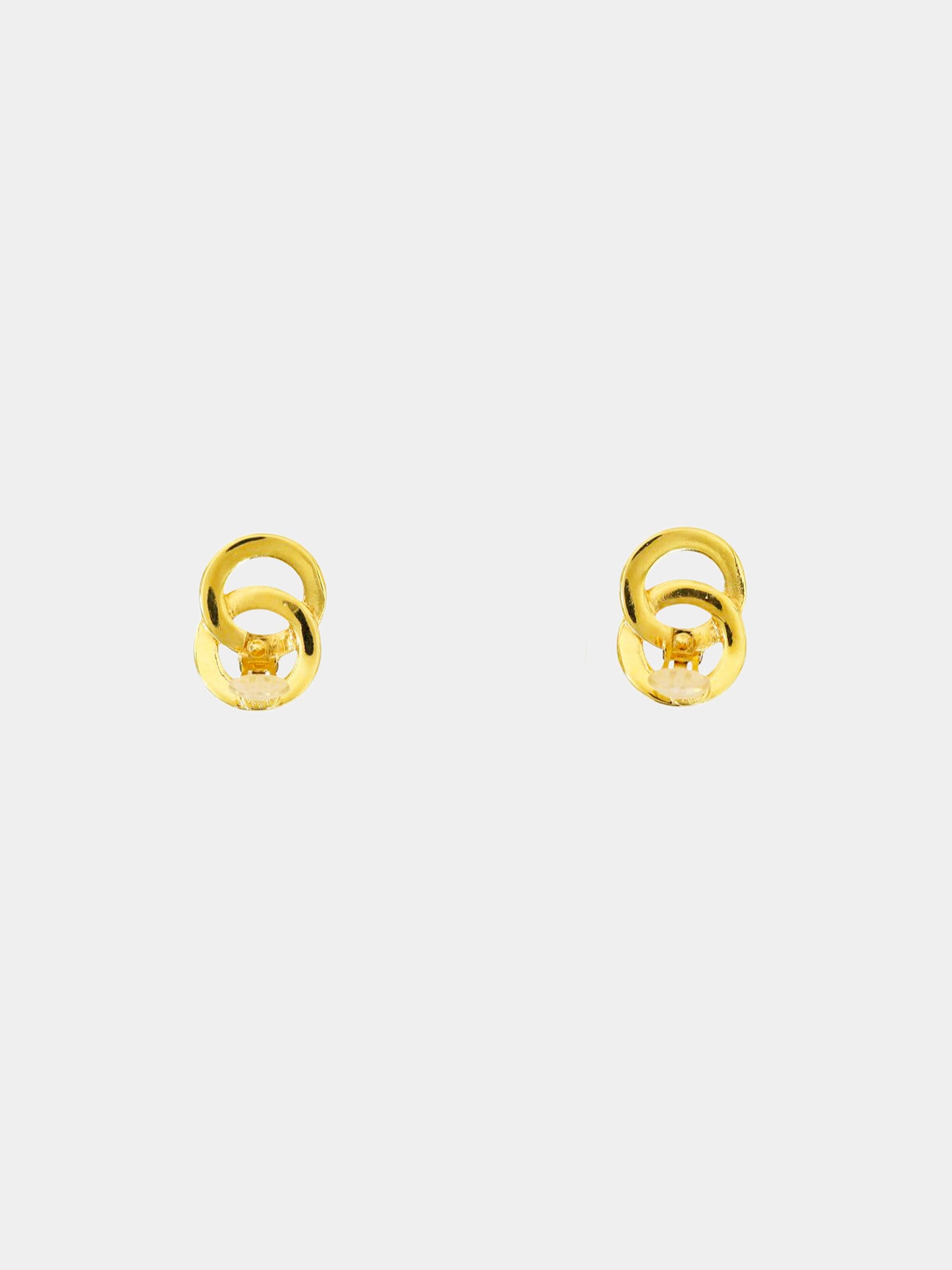 Celine 1990s Gold Interlocking Rings Logo Earrings