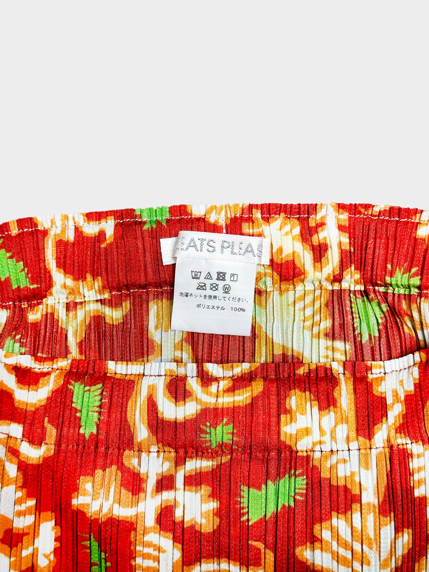 Issey Miyake Pleats Please 2000s Red Printed Skirt