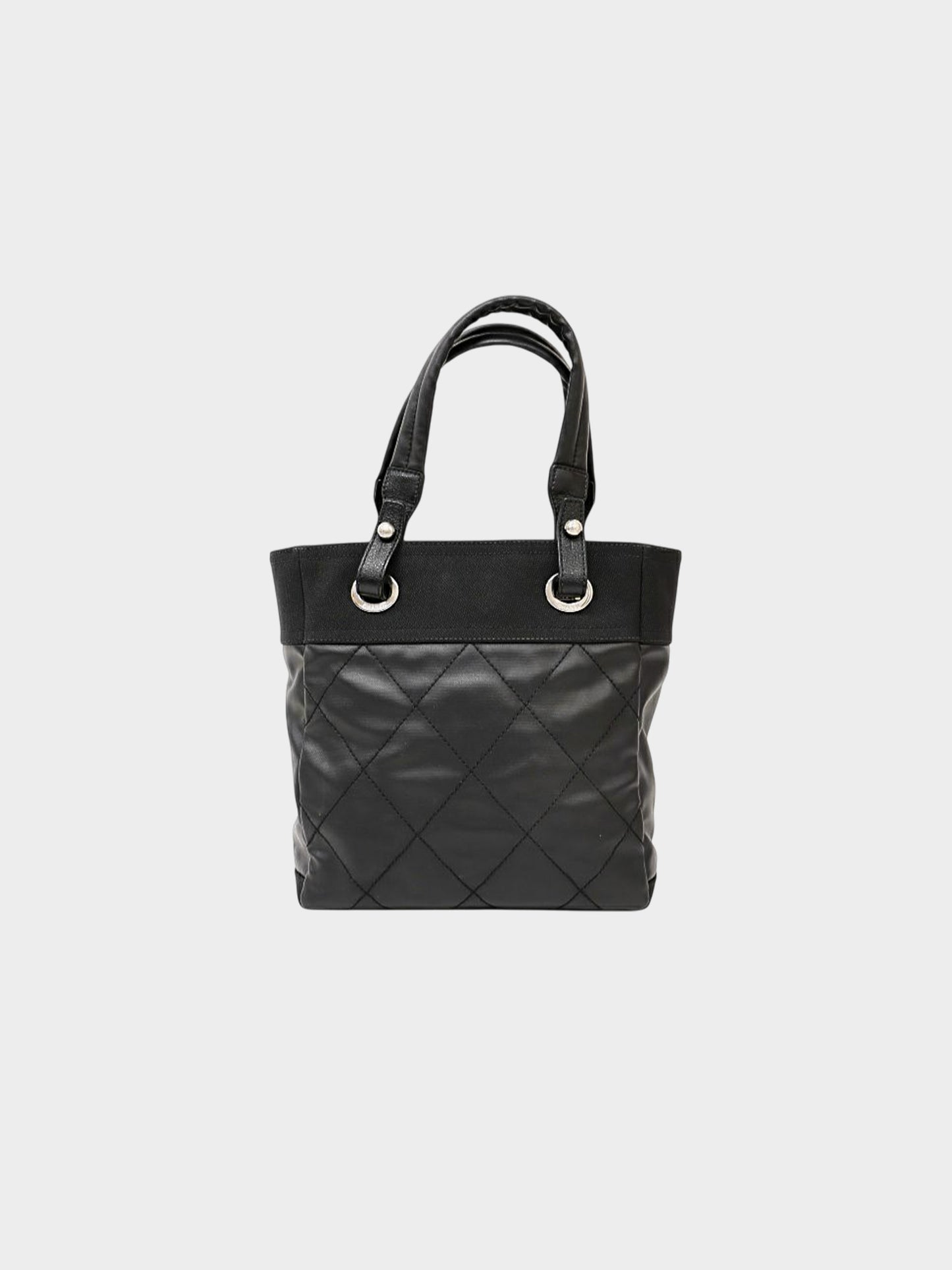 Chanel 2012 Black Quilted Coated Canvas Paris Biarritz Tote Bag