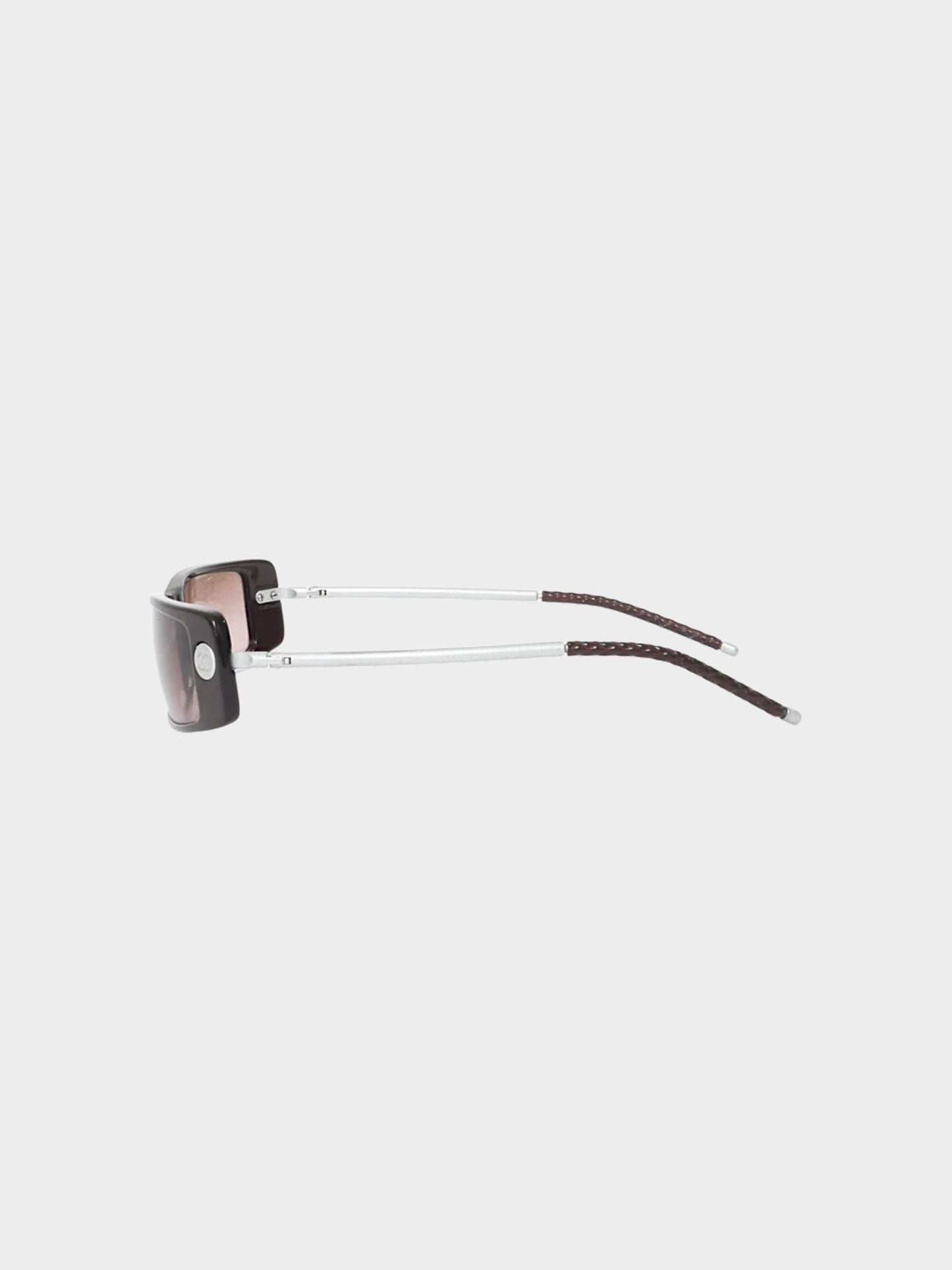 Chanel 2000s Dark Brown CC Rectangular Sunglasses