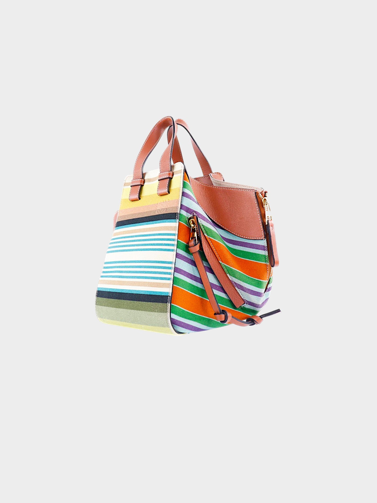 Loewe 2018 Mixed Multicolor Stripes Canvas Hammock Bag