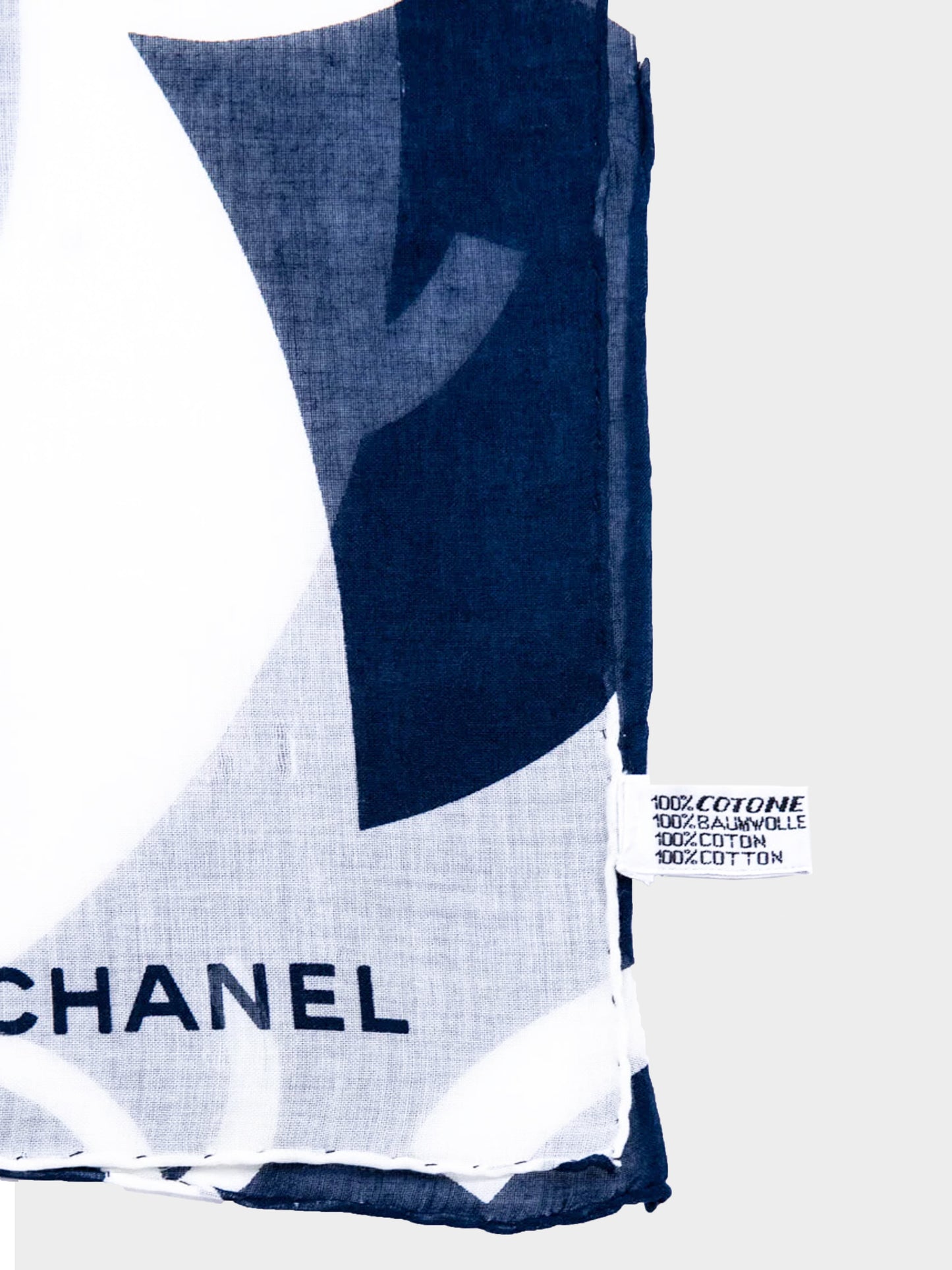 Chanel 2000s Navy CC Print Shawl