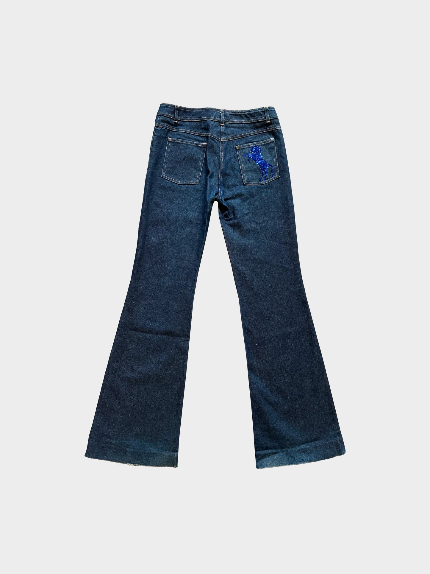 Chloe SS 2001 Sequin Embellished Horse Motif Flared Jeans